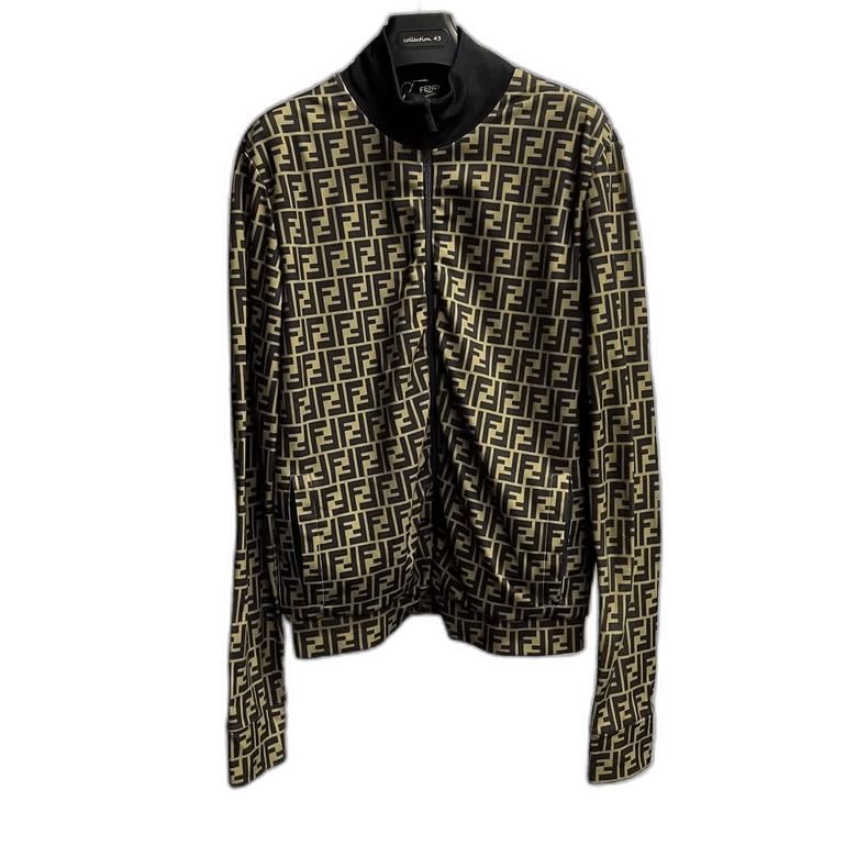 Fendi Brown Vintage FF Print Zip Jacket