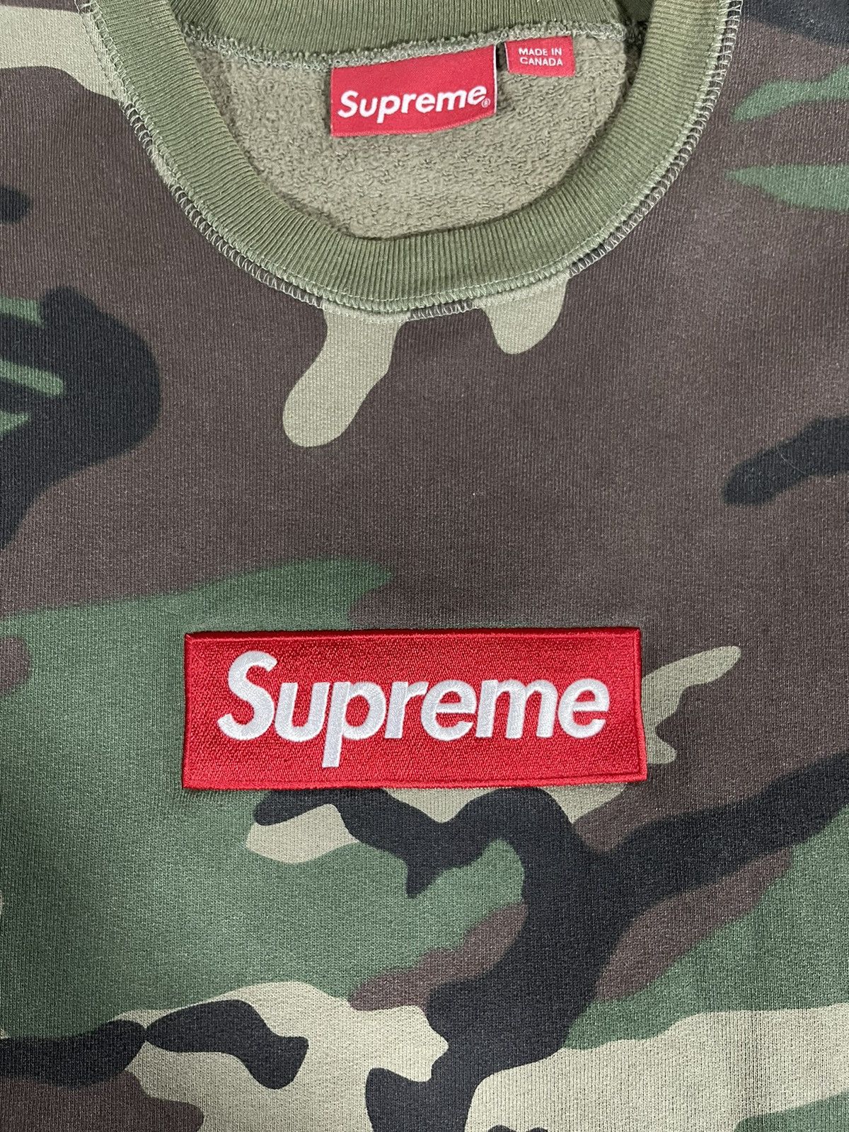 Supreme 2015FW Box Logo Crewneck Sweatshirt Woodland Green Camo Size US M / EU 48-50 / 2 - 4 Thumbnail