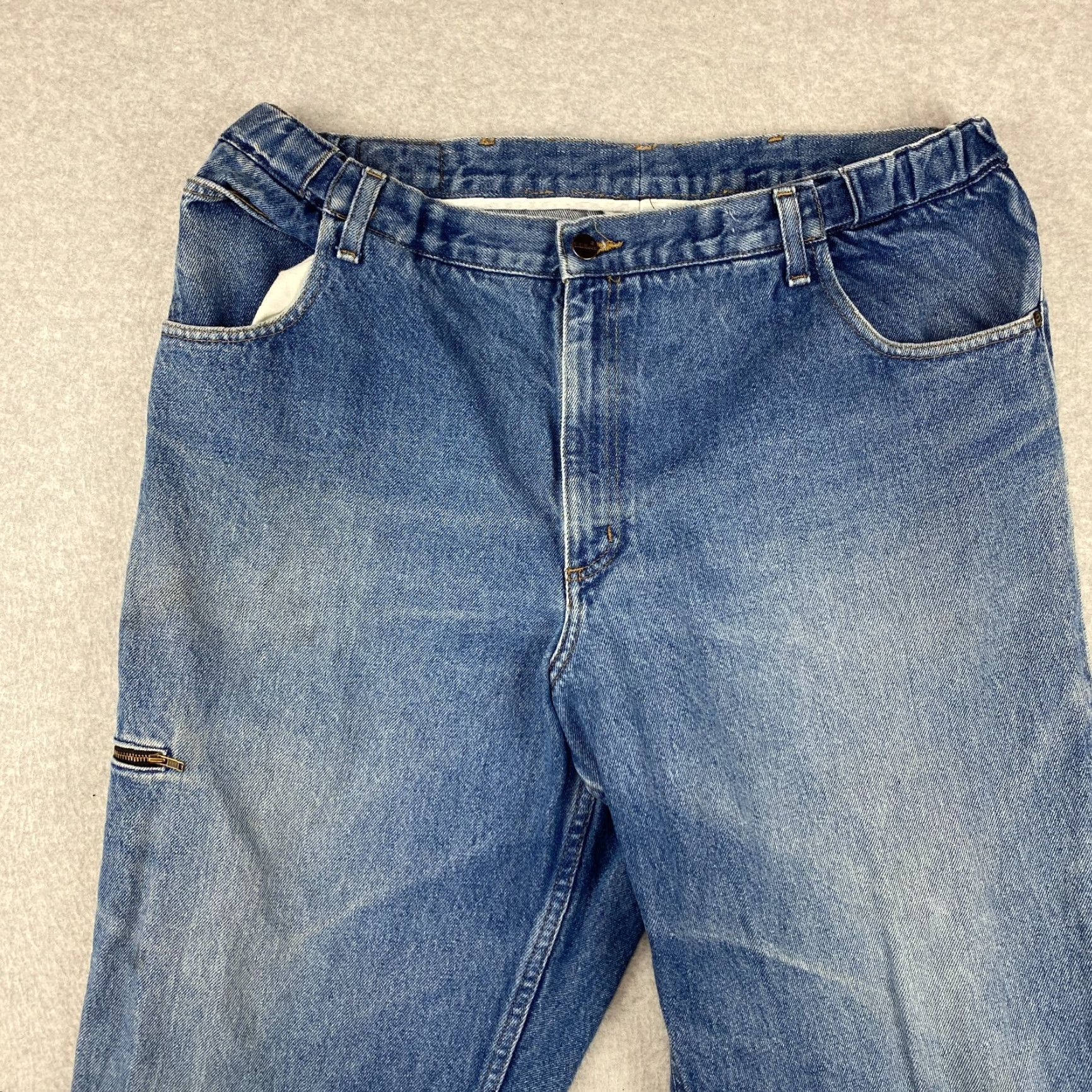 Vintage VINTAGE L.L. Bean Jeans Mens 38 Blue Wide Leg Pocket Zip Stretch Waist Denim 5-Pocket Mens Jeans Size US 38 / EU 54 - 3 Thumbnail