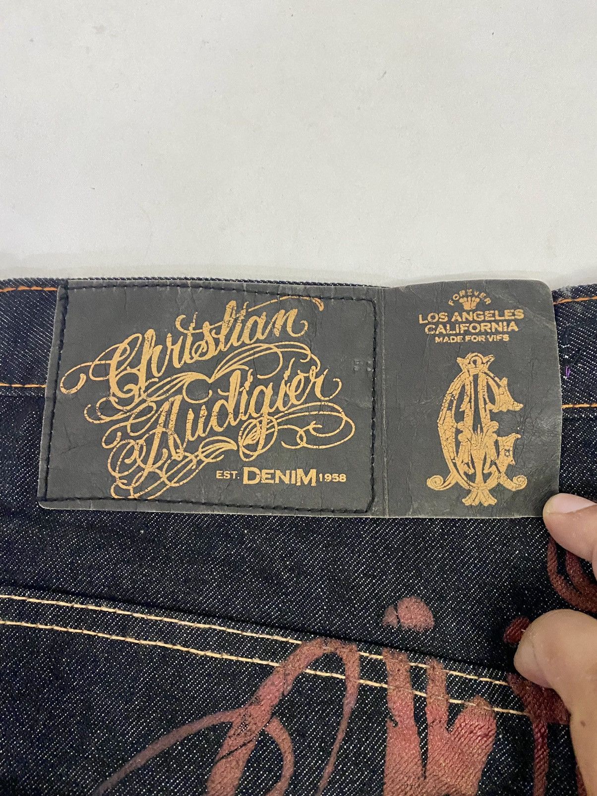 Christian Audigier Vintage Christian Audigier Raw Denim Jorts Size US 40 / EU 56 - 3 Thumbnail