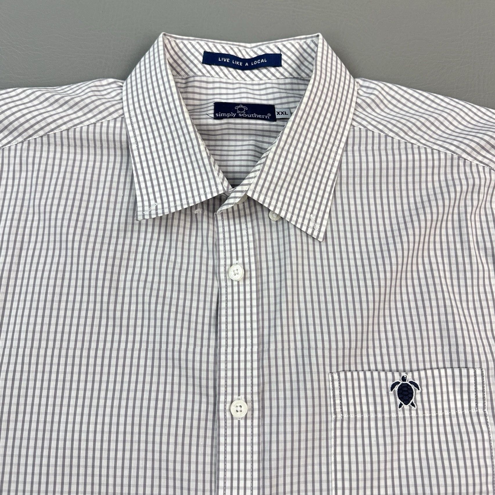 Vintage Simply Southern Shirt Mens 2XL White Check Long Sleeve Stretch Turtle Logo Preppy Size US XXL / EU 58 / 5 - 4 Thumbnail