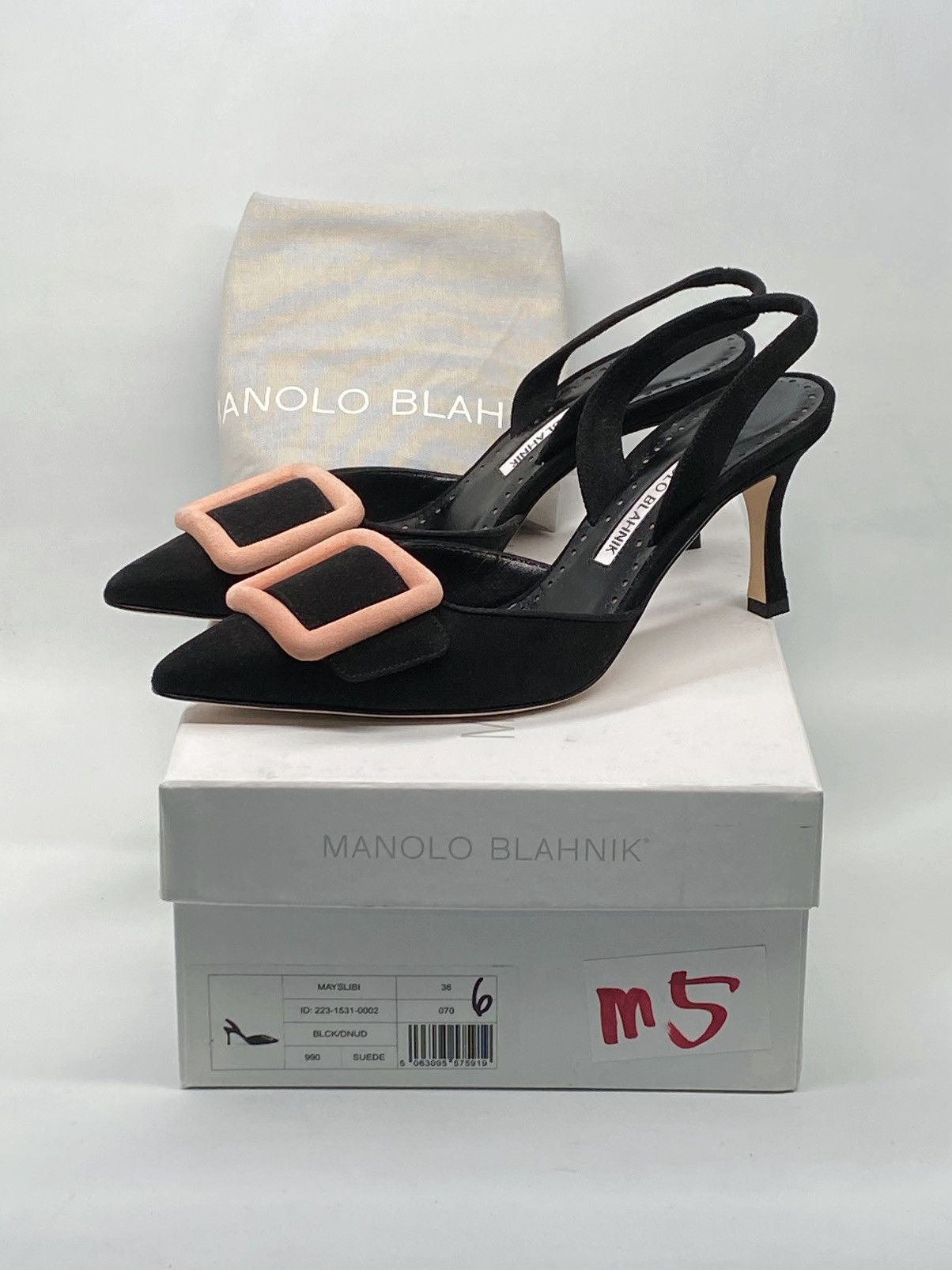 Manolo Blahnik Manolo Blahnik Maysli Suede Buckle Slingback Pumps size 36 Size US 6 / IT 36 - 11 Thumbnail