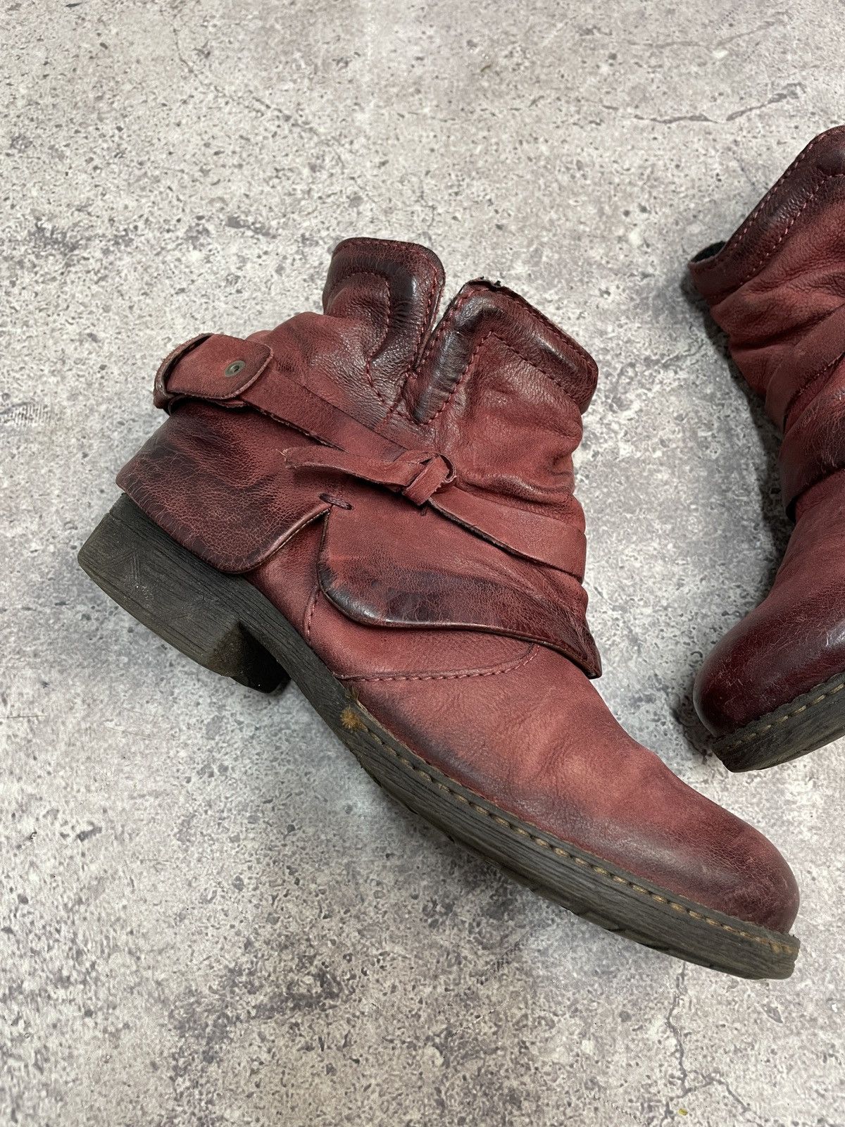 If Six Was Nine Vintage Italian AS98 Heel Leather Biker Boots In Dark Red Size US 7 / IT 37 - 8 Thumbnail