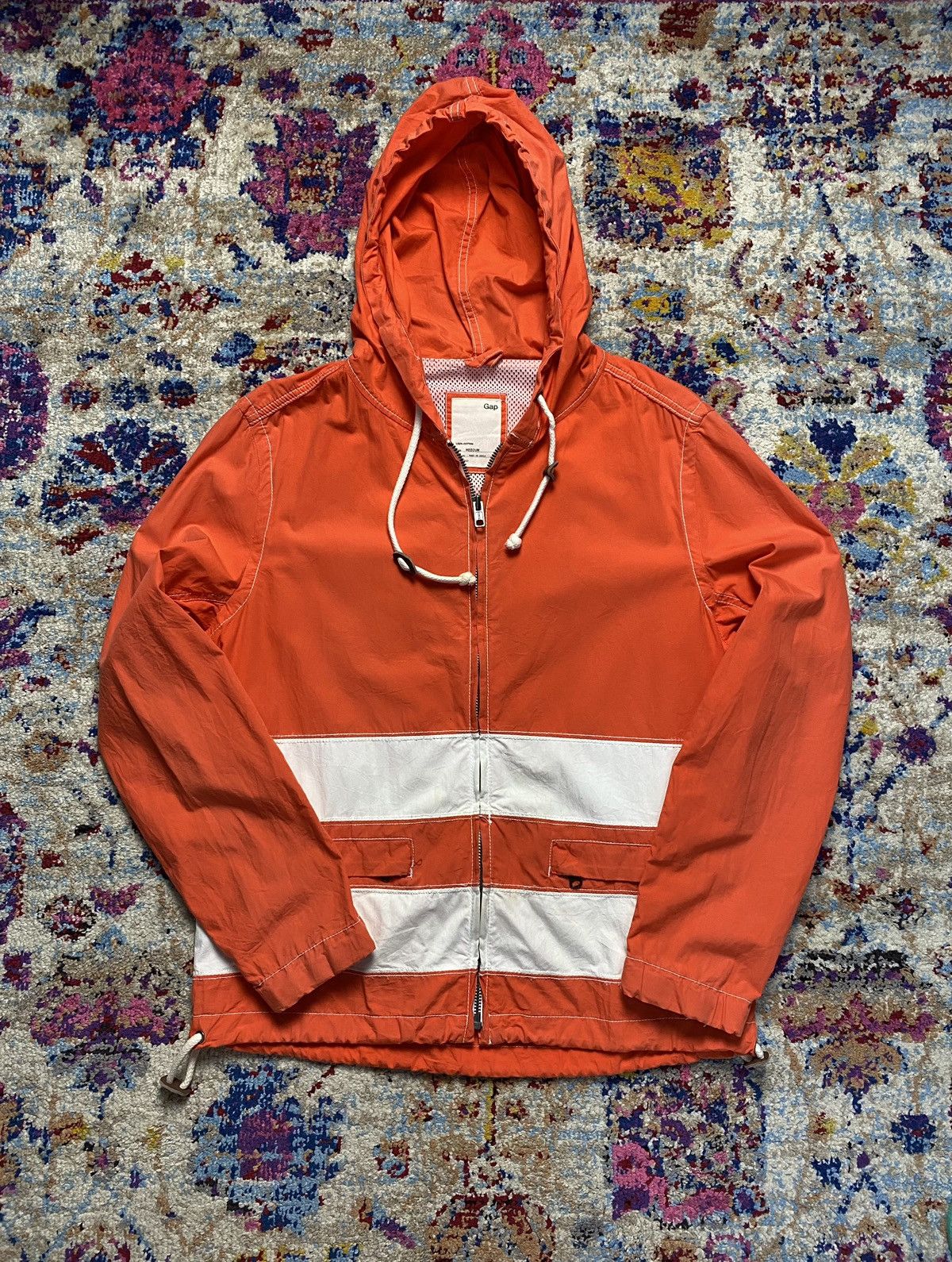 Gap 03/13' GAP Striped Hooded Lava Orange V/304206 Size US M / EU 48-50 / 2 - 1 Thumbnail