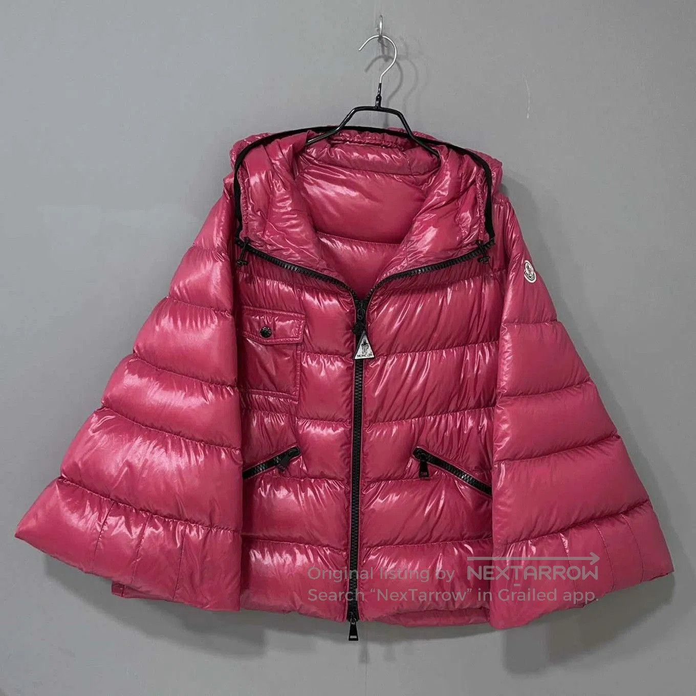 Moncler Moncler Pink Cape Logo Down Jacket. Size L / US 10 / IT 46 - 2 Thumbnail