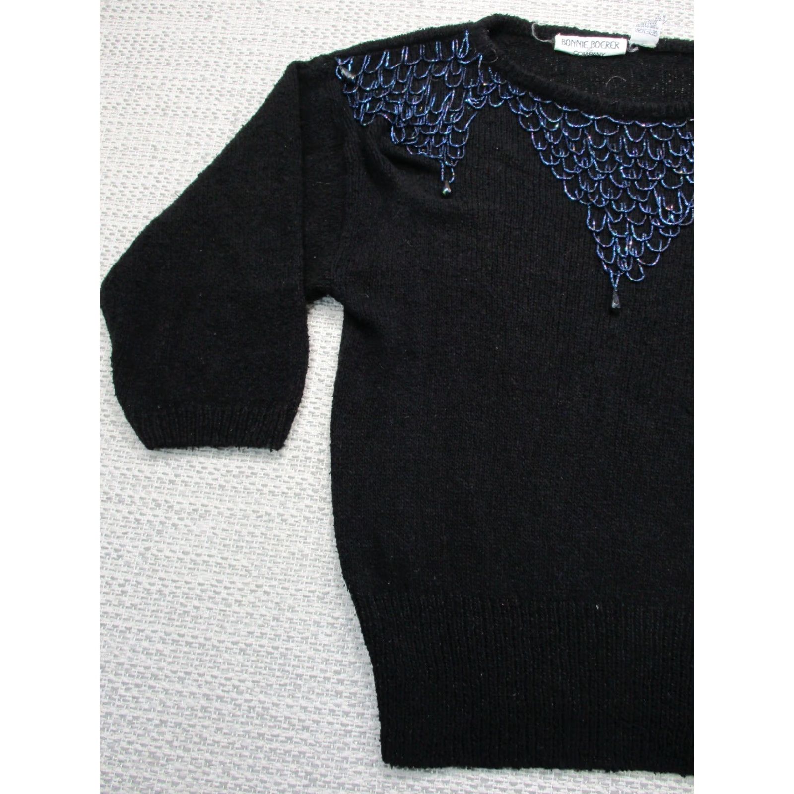 Vintage **VINTAGE 80'S BONNIE BOERER WOMEN'S M BLACK BEADED PULLOVER SWEATER** User: **VINTAGE 80'S BONNIE BOERER WOMEN'S MEDIUM BLACK BEADED SWEATER** Size M / US 6-8 / IT 42-44 - 3 Thumbnail