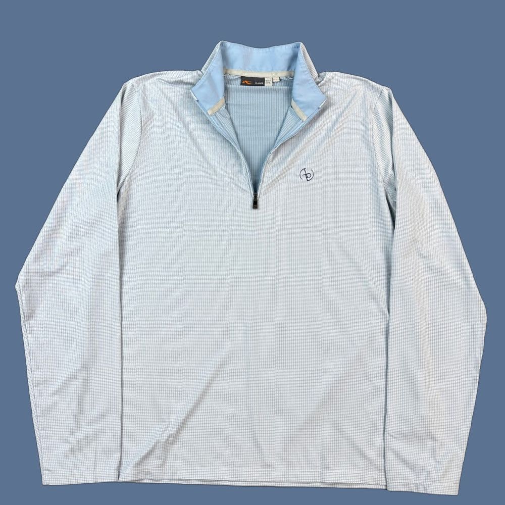 KJUS KJUS Ashton Midlayer Pullover Mens XL Blue Micro Grid Performance 1/2 Zip Golf Shirt Size US XL / EU 56 / 4 - 1 Thumbnail