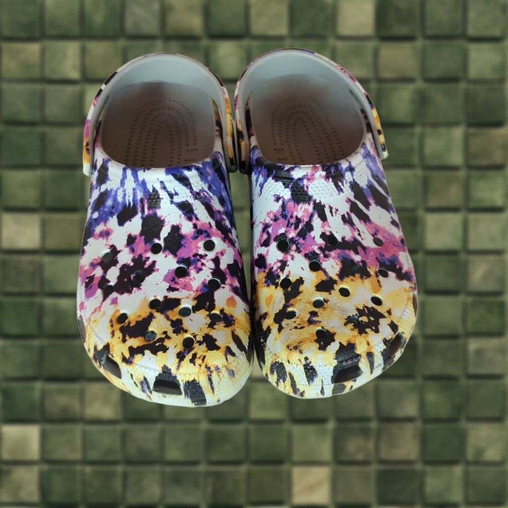 Crocs Crocs Classic Tie Dye Mania Clog Women M9 W11 Orange Slip On Casual Shoes Size ONE SIZE - 1 Thumbnail
