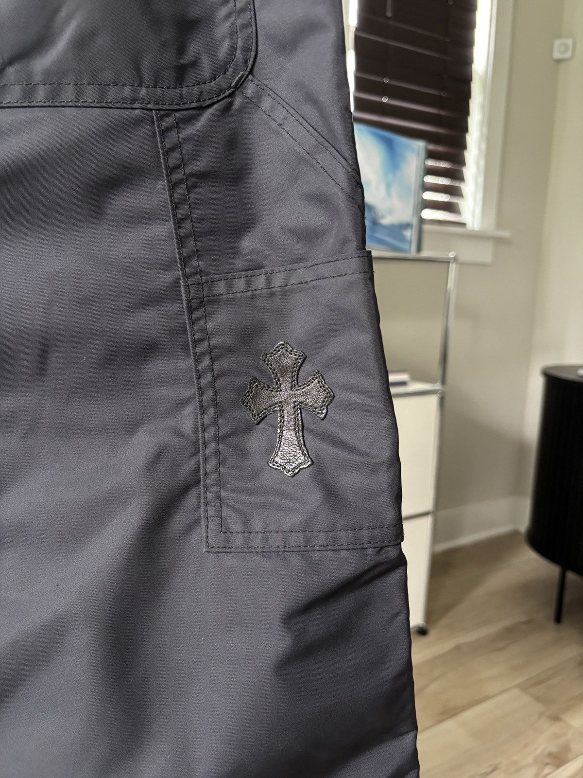Chrome Hearts CHROME HEARTS | LEATHER CROSS PATCH NYLON CARPENTER PANTS Size US 31 - 13 Thumbnail