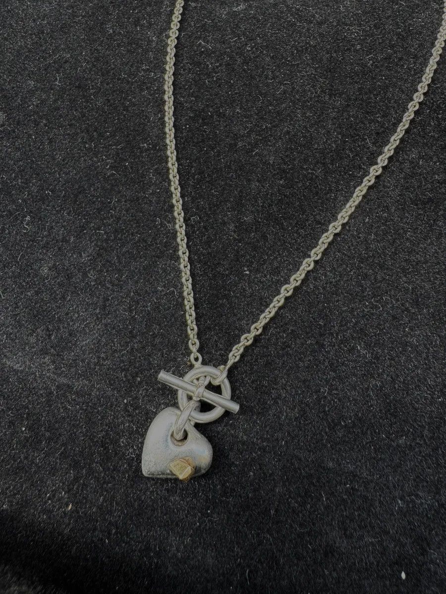 Hermes × Vintage Hermès Silver 925 Broken Heart Pendant Signature Necklace Size ONE SIZE - 5 Thumbnail