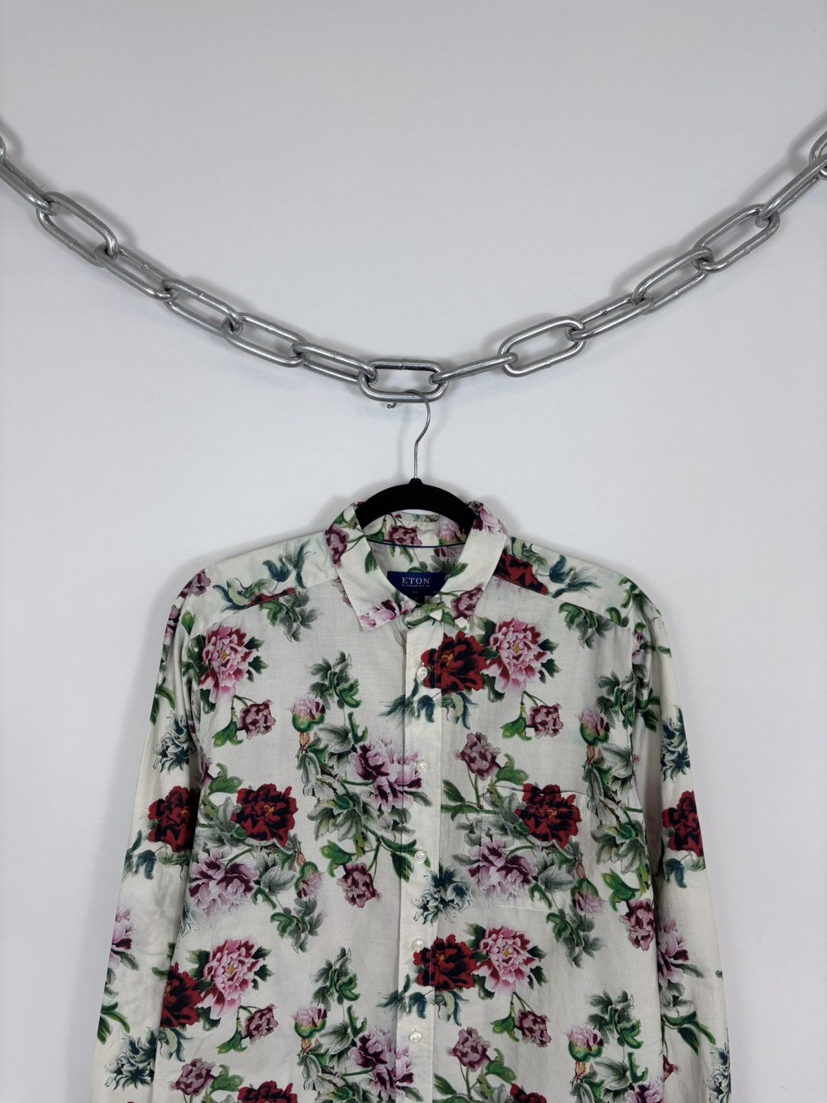 Eton Eton Men’s Slim Floral Sumo Wrestler Print Button Up Shirt Size US M / EU 48-50 / 2 - 3 Thumbnail