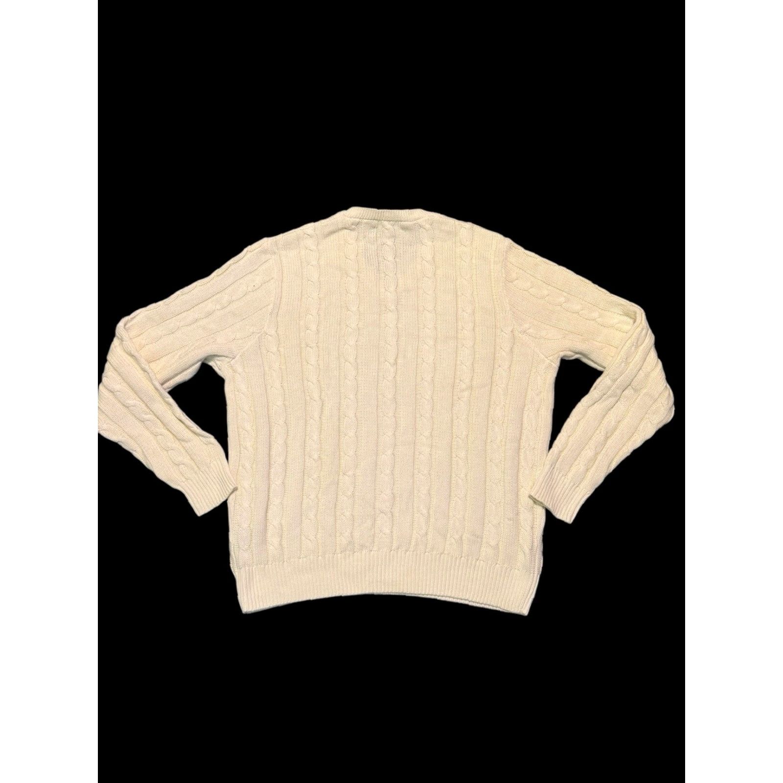 Polo Ralph Lauren VINTAGE Polo Ralph Lauren Sweater Cable Knit Cotton Cashmere Cream Mens L Crew Neck Pullover Size US L / EU 52-54 / 3 - 4 Thumbnail
