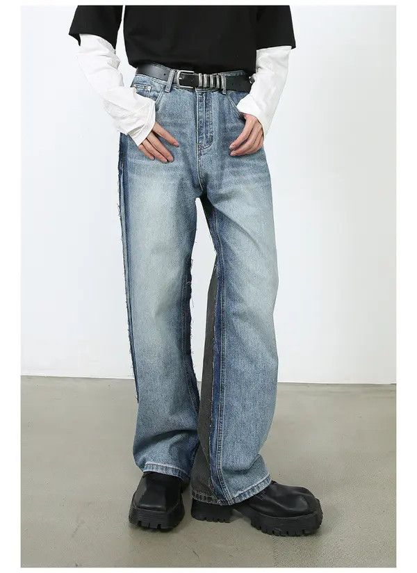 VIBE American street cool patchwork loose straight jeans for men Size US 32 / EU 48 - 4 Thumbnail