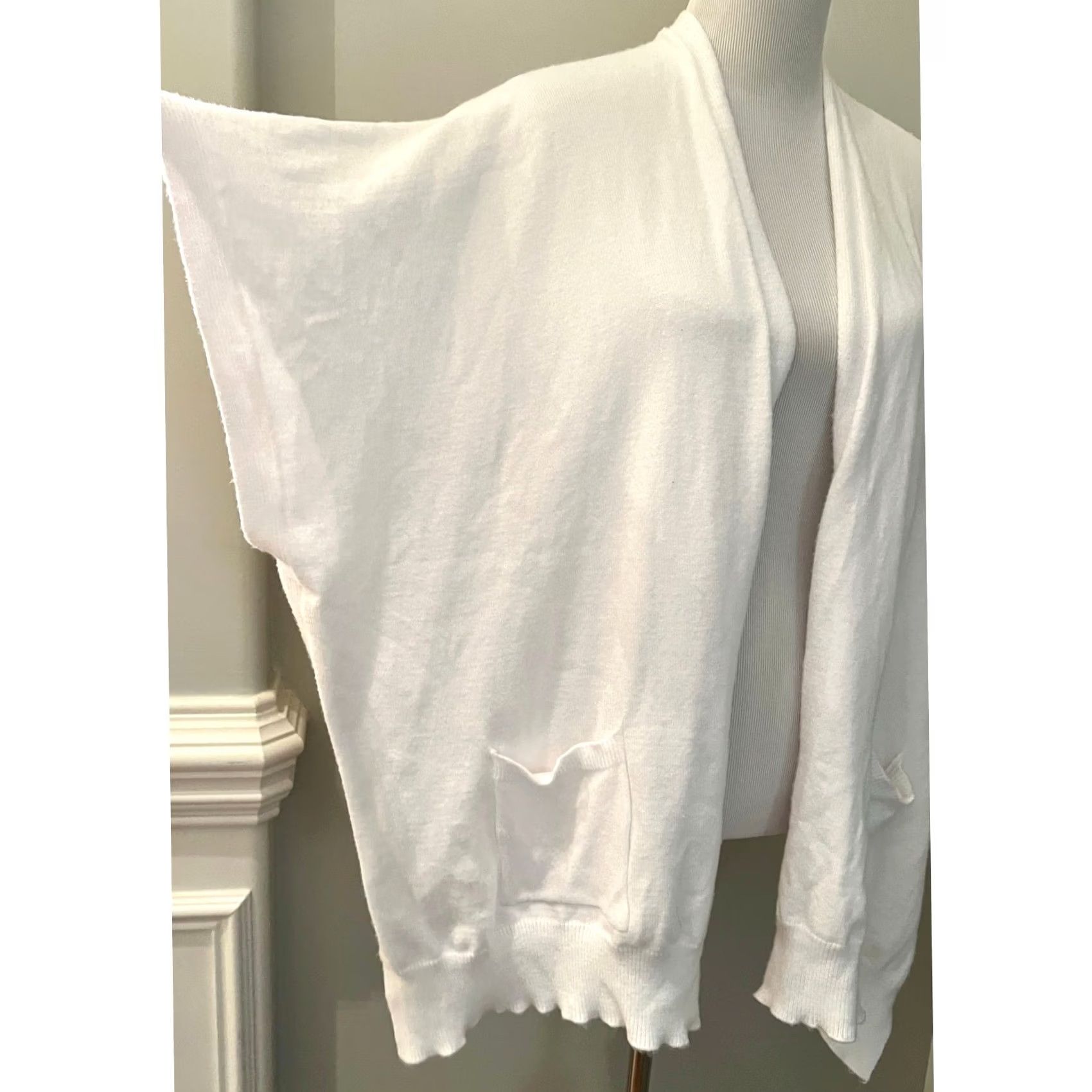 Vintage Coco + Carmen Kimono Cardigan White Shawl Sweater Pockets Women’s One Size Size ONE SIZE - 7 Thumbnail
