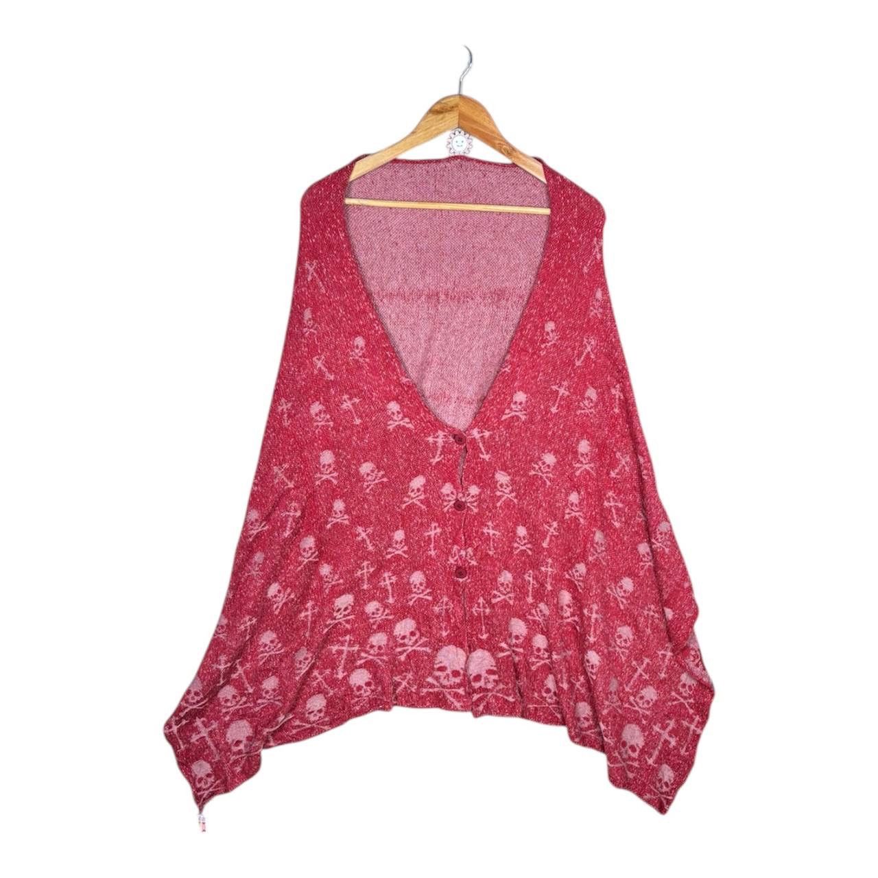 Sex Pot ReVeNGe Vtg Skull Crossbones Knit Poncho Cape Cardigan Pink Y2K M/L Size US L / EU 52-54 / 3 - 1 Thumbnail