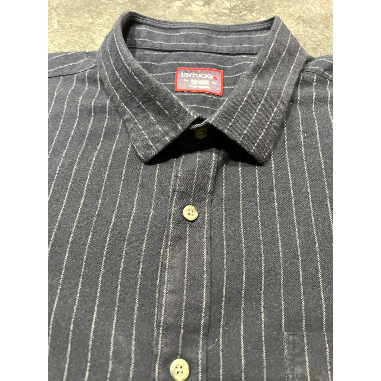 UNTUCKit VINTAGE UNTUCKit Flannel Shirt Men’s XXL Navy Pinstripe Long Sleeve Button-Up Slim Fit 90s Size US XXL / EU 58 / 5 - 6 Thumbnail