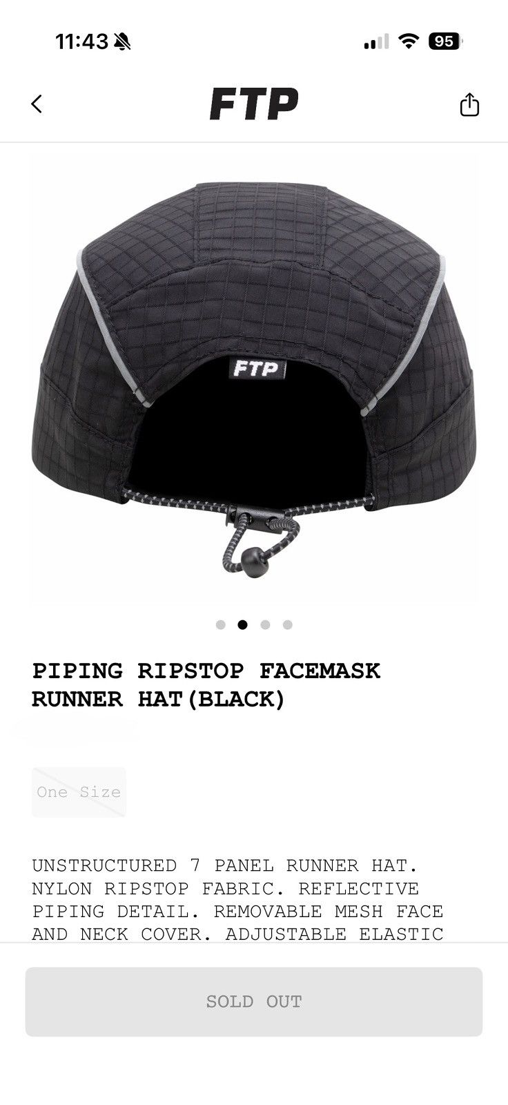 Fuck The Population FTP PIPING RIPSTOP FACEMASK RUNNER HAT (BLACK) Size ONE SIZE - 2 Thumbnail
