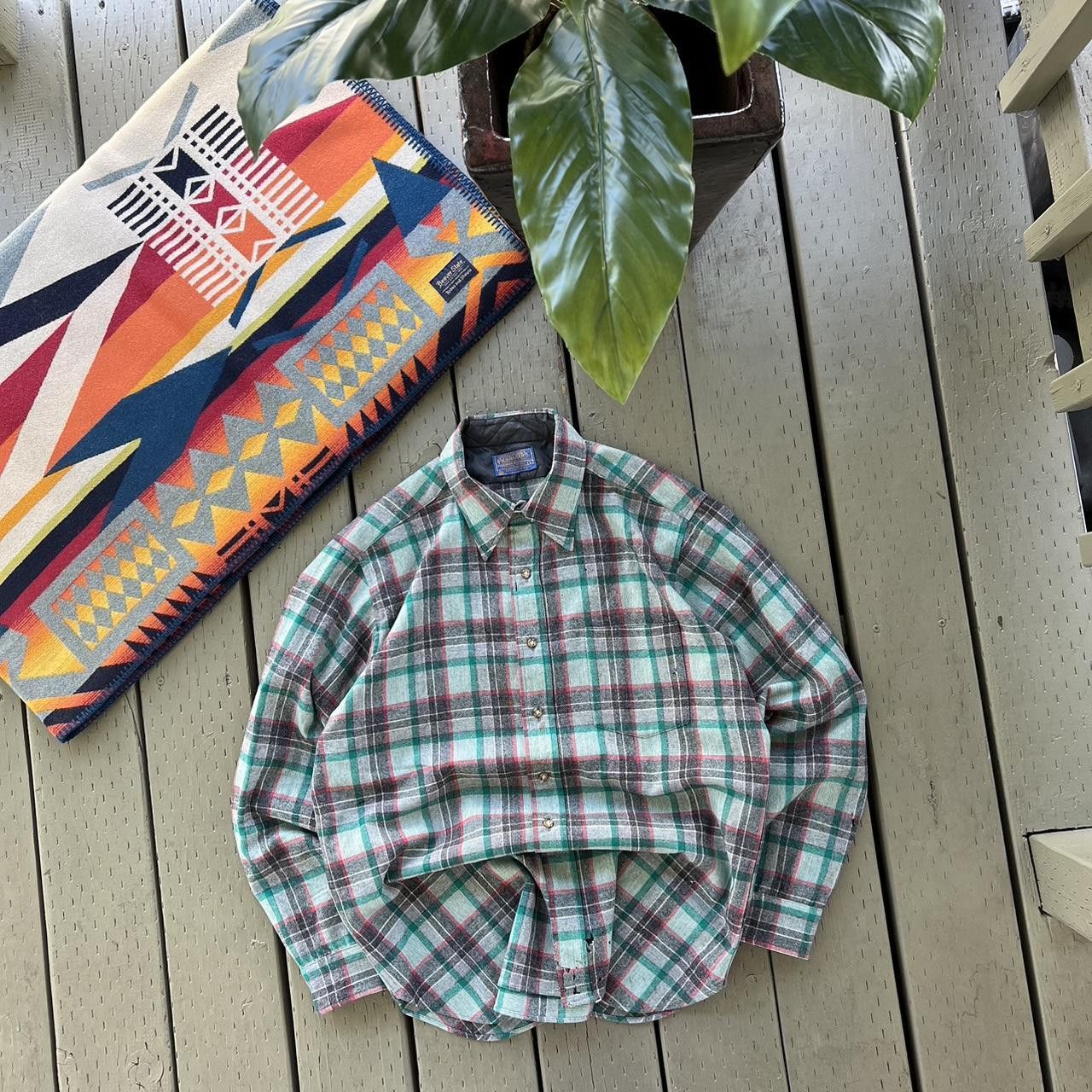 Pendleton × Vintage Vintage 80's Pendleton Flannel Wool Shadow Plaid Flap Pocket Size US L / EU 52-54 / 3 - 3 Thumbnail