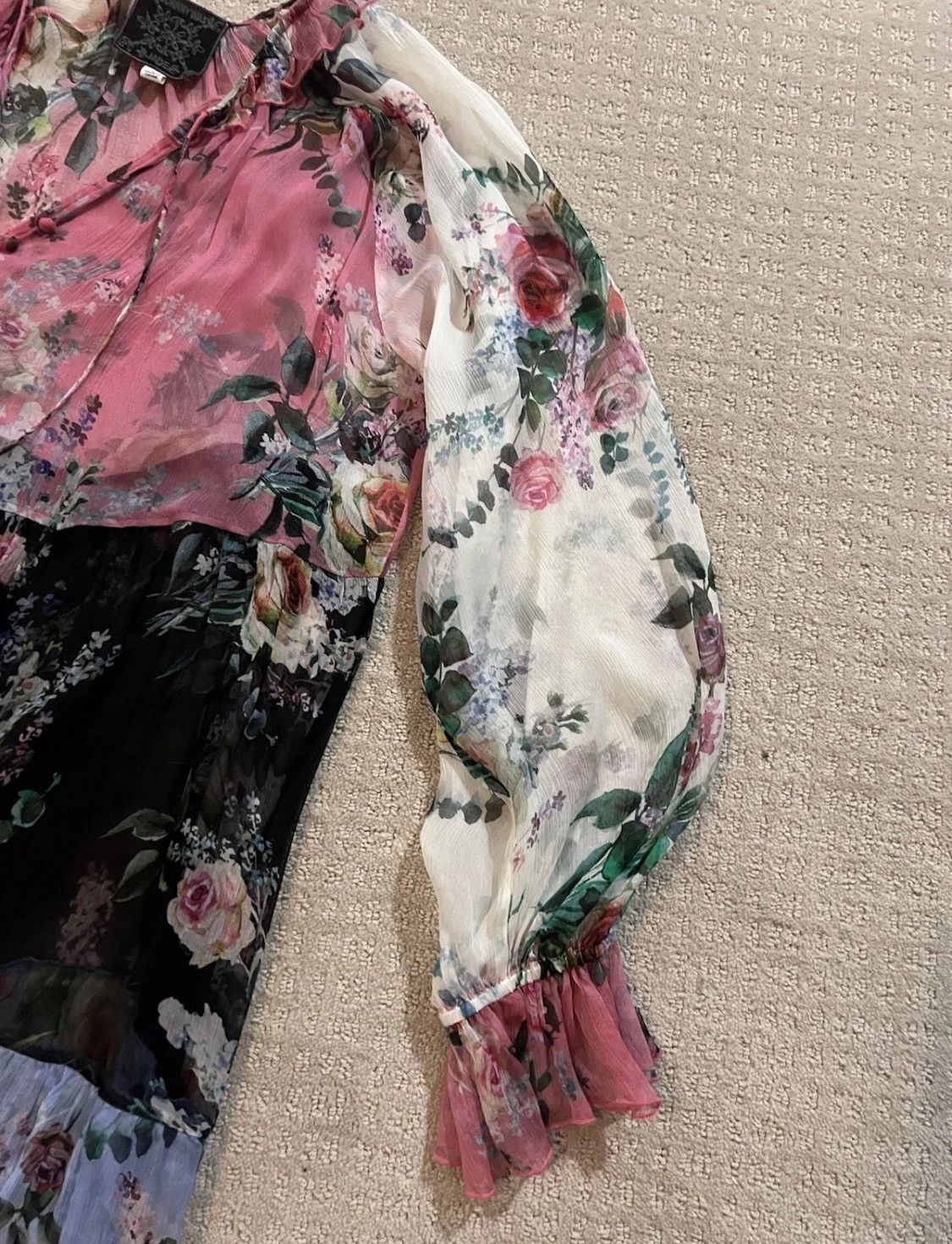 Designer Johnny Was Jade Adore Silk Print Dress Size M Mini Tiered Size M / US 6-8 / IT 42-44 - 3 Thumbnail