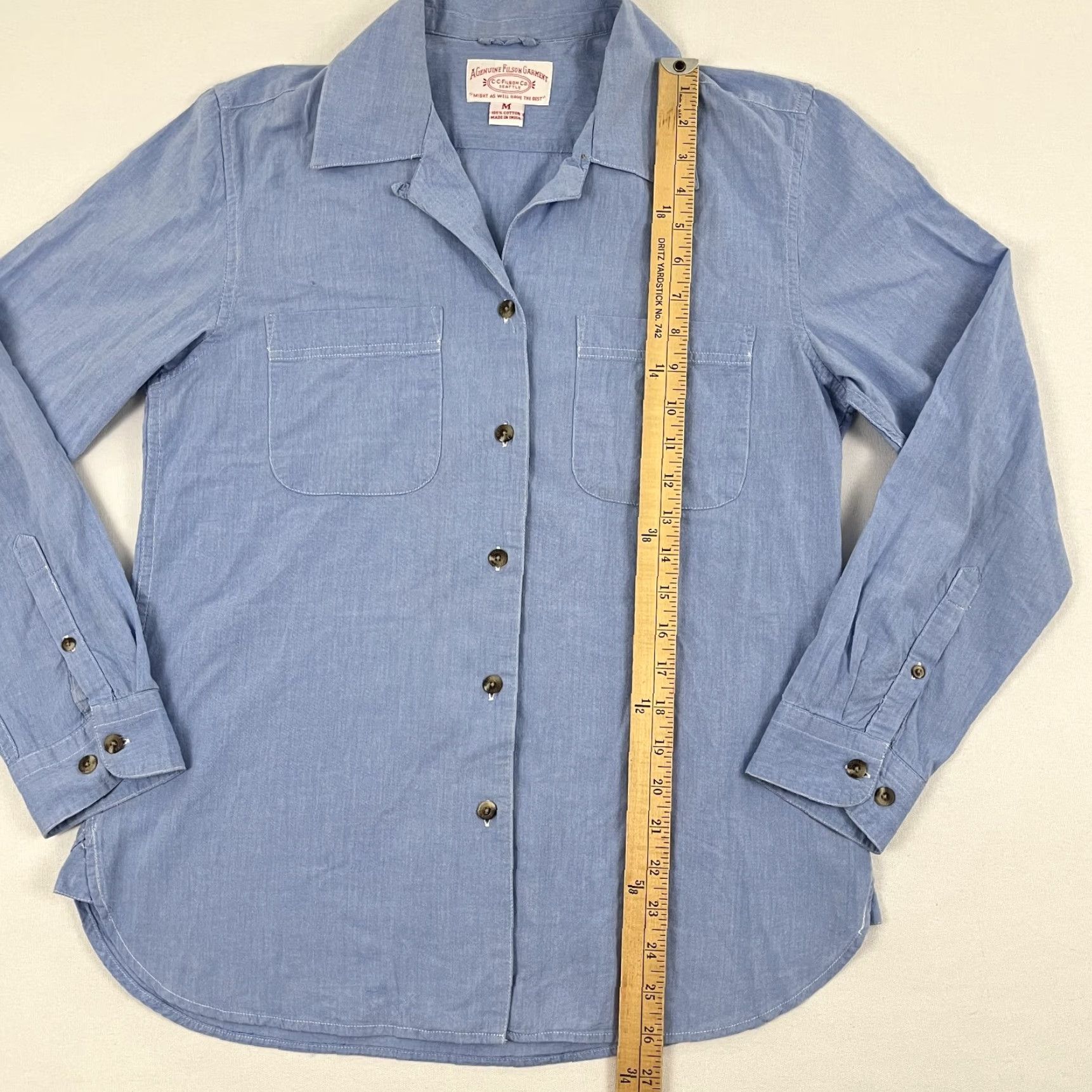 Filson Filson Shirt Womens Medium Blue Chambray Button-Up Hiking Work Loop Collar Size M / US 6-8 / IT 42-44 - 4 Thumbnail