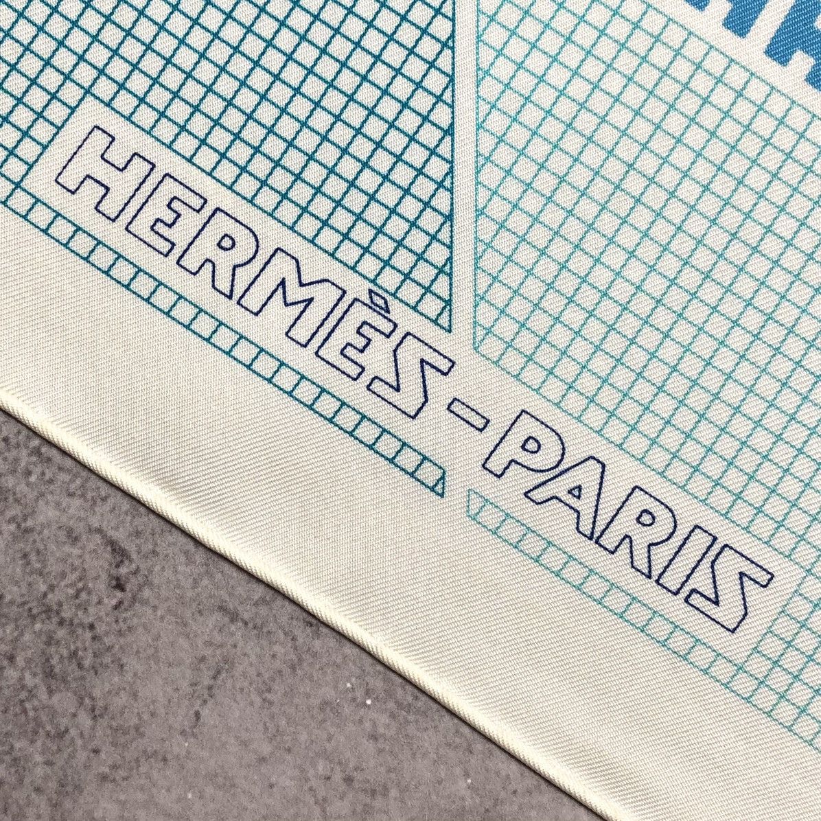 Hermes Hermes Paris Silk Blue White H Logo Geometric Scarf Carre Size ONE SIZE - 3 Thumbnail