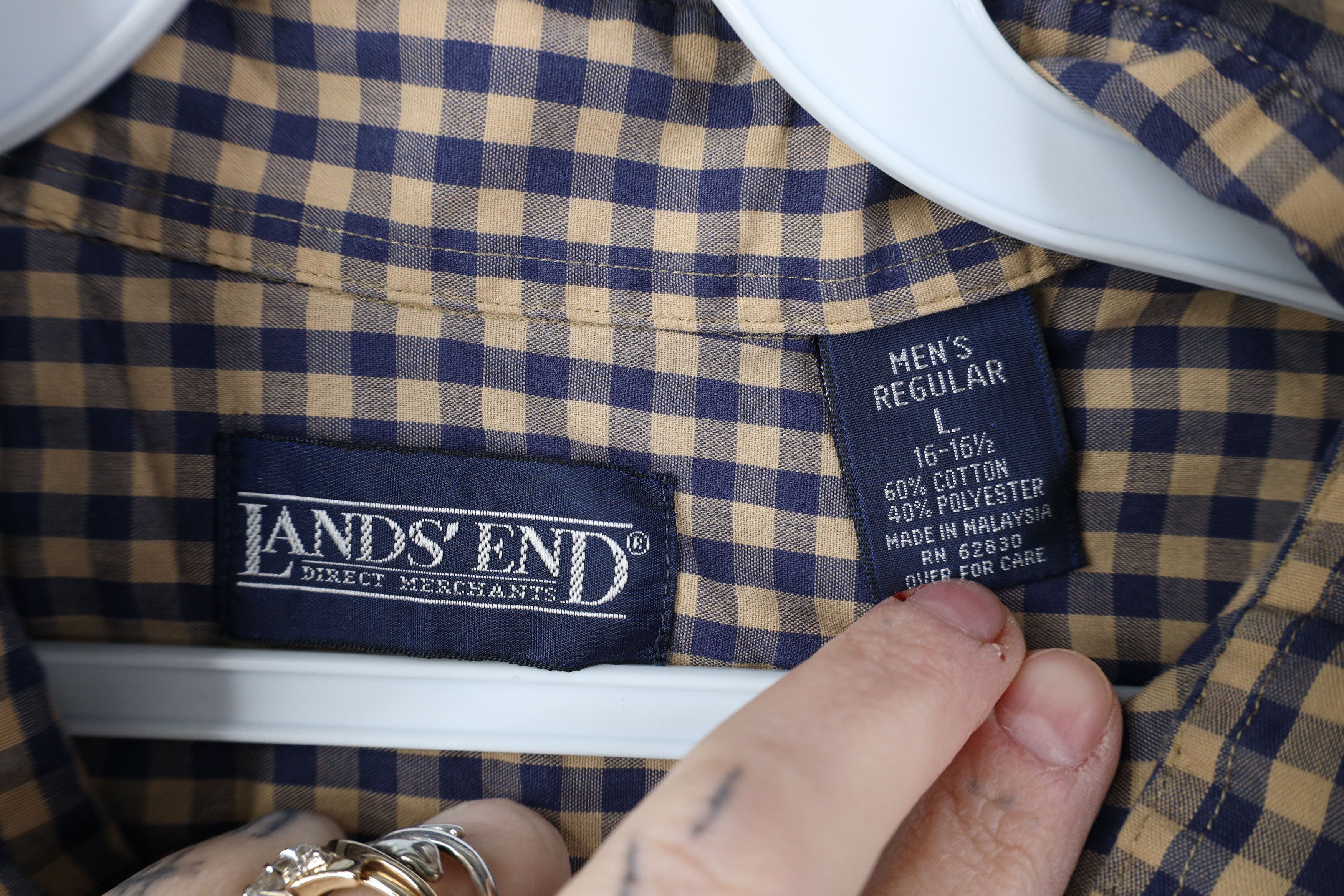 Lands' End Vintage 90s Lands End Lightweight Collared Button Down Shirt Size US L / EU 52-54 / 3 - 7 Thumbnail