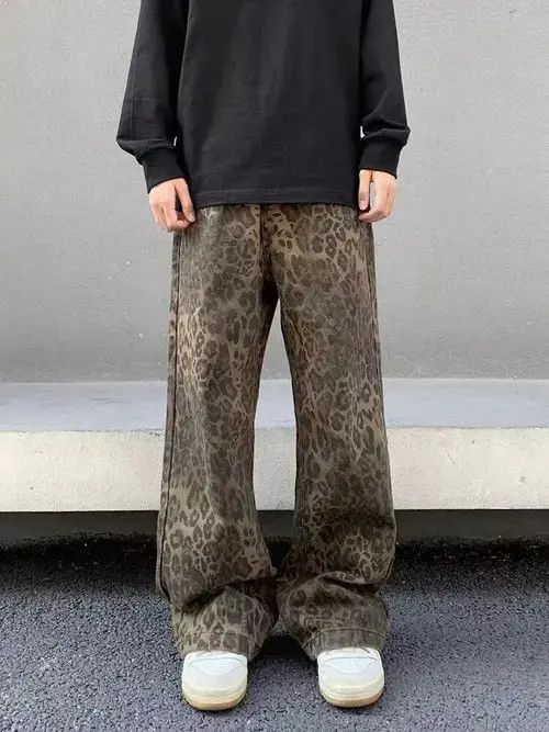 Japanese Brand × Jean Vintage Brown Leopard Print Straight Leg Micro Jeans Size US 32 / EU 48 - 1 Thumbnail