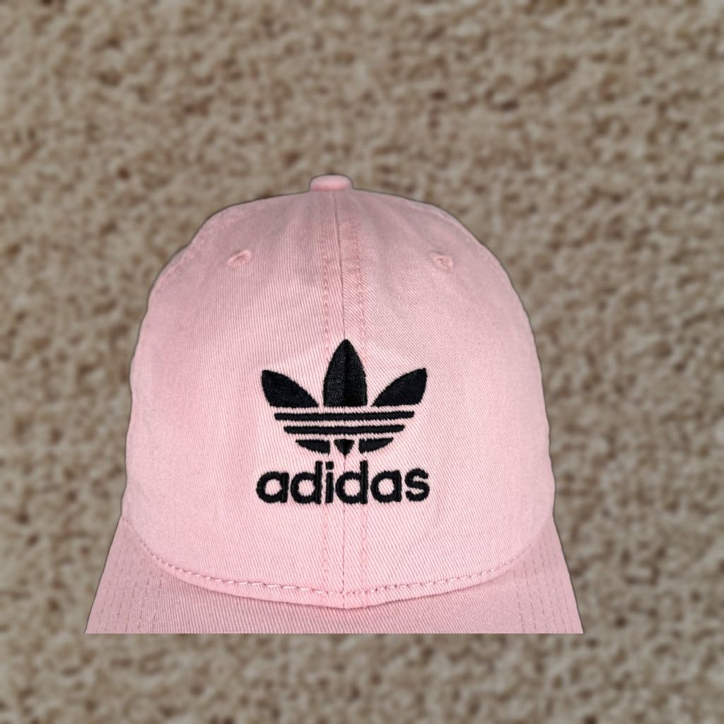 Adidas Adidas Hat Cap Strap Back Womens One Size Pink Embroidered Cotton Twill Trefoil Golf Hat Size ONE SIZE - 1 Thumbnail