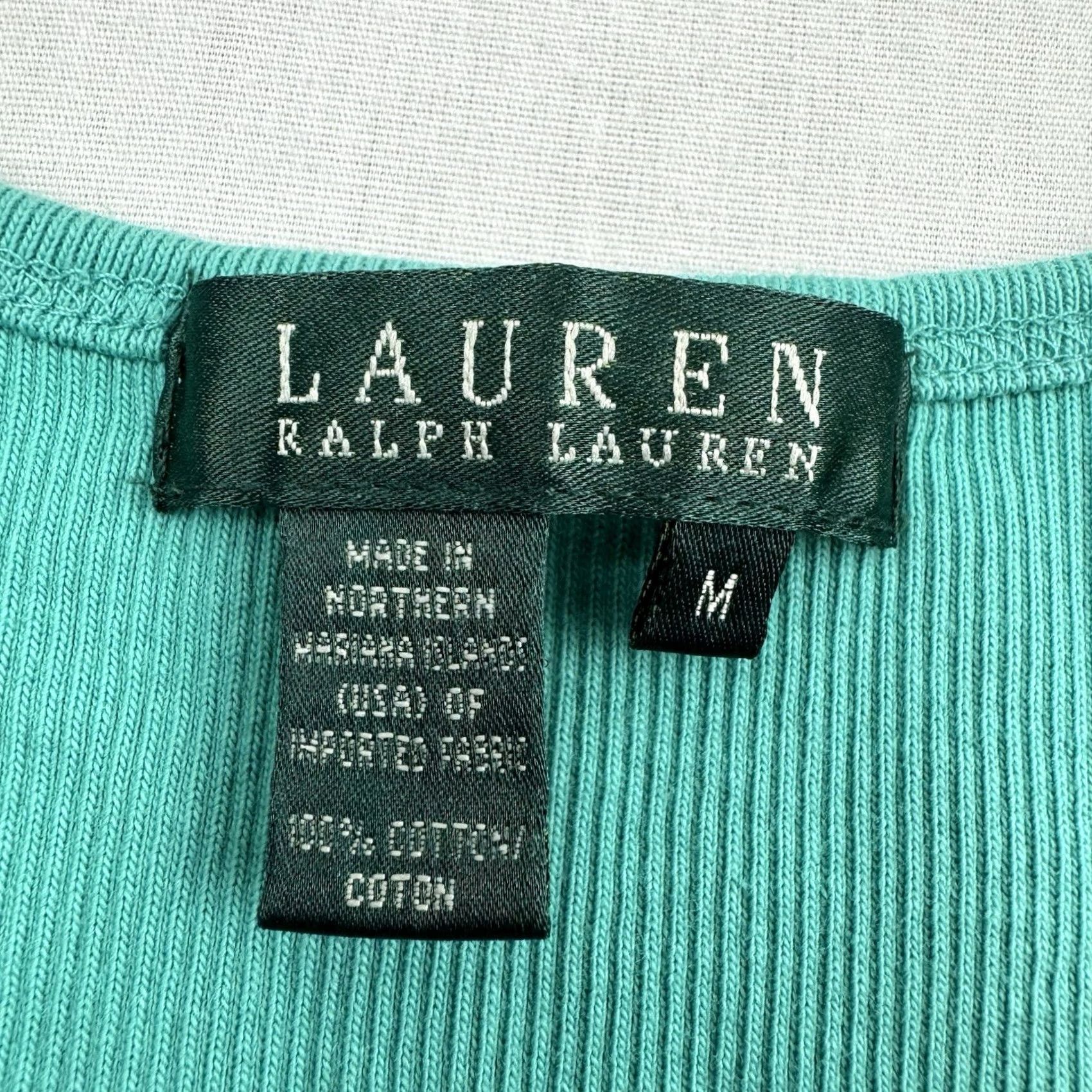 Ralph Lauren VINTAGE Lauren Ralph Top Womens M Blue Tank Teal Y2K Designer Boho USA Size M / US 6-8 / IT 42-44 - 4 Thumbnail