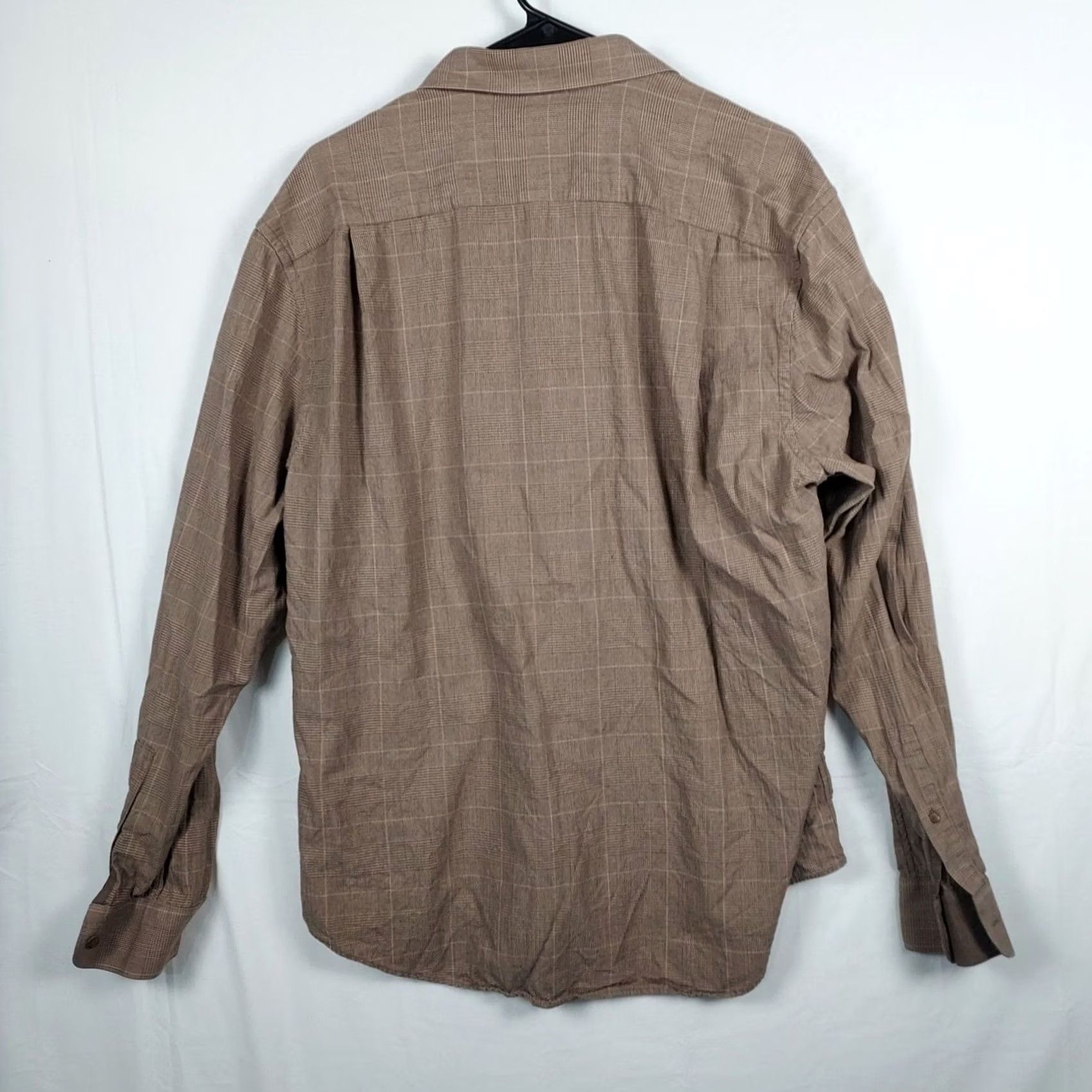 Jos. A. Bank Jos A Bank Reserve Mens XL Brown Plaid Tailored Fit Cotton Cashmere Shirt Size US XL / EU 56 / 4 - 2 Thumbnail