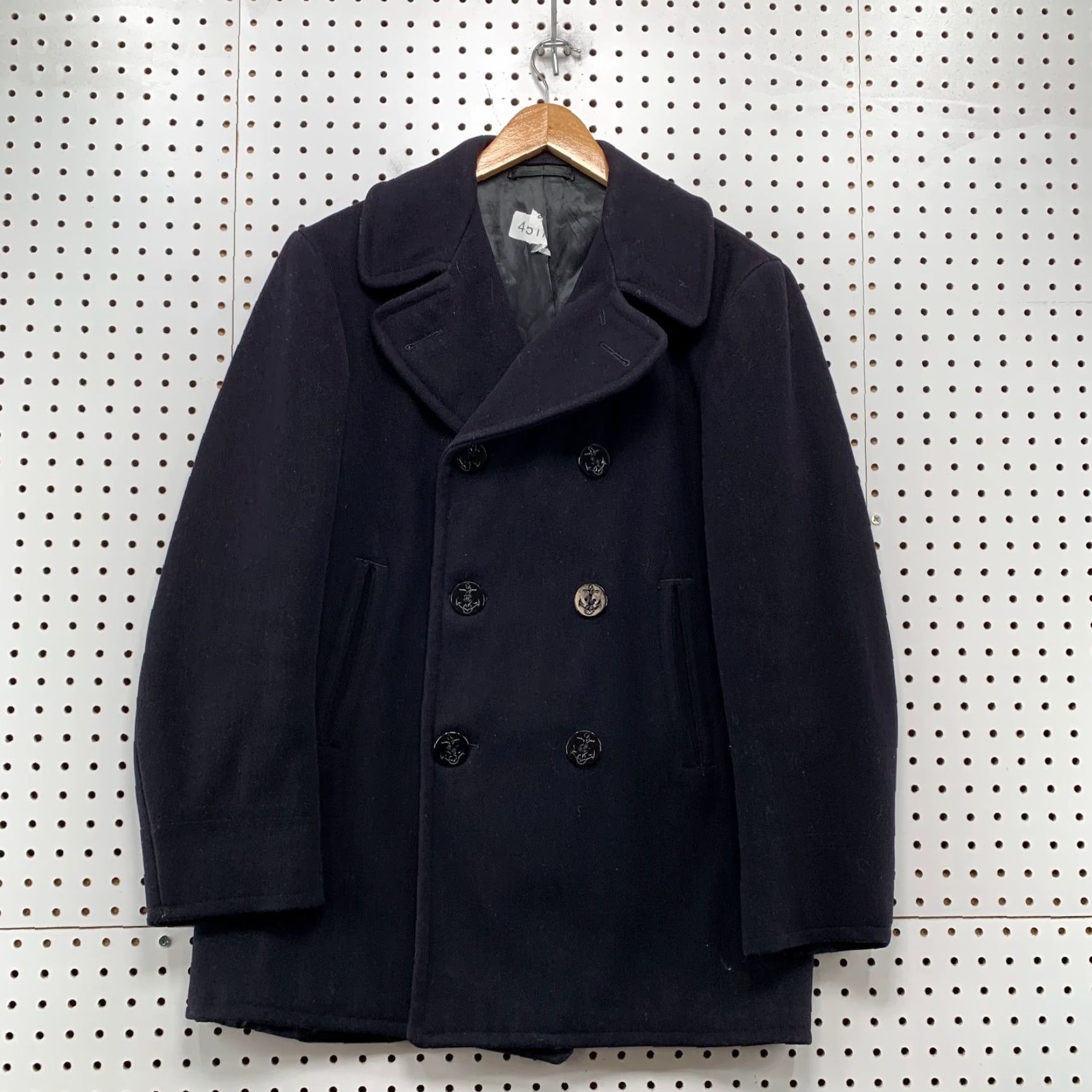 Doublet VINTAGE US Navy Peacoat Mens 36 Black Kersey Double Breasted Military Issued Coat Size US XXS / EU 40 - 2 Thumbnail