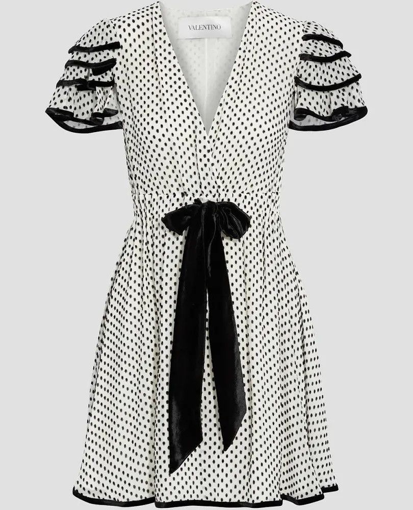 Valentino VALENTINO GARAVANI Ruffled silk-blend devoré-velvet Dress Size S / US 4 / IT 40 - 2 Thumbnail