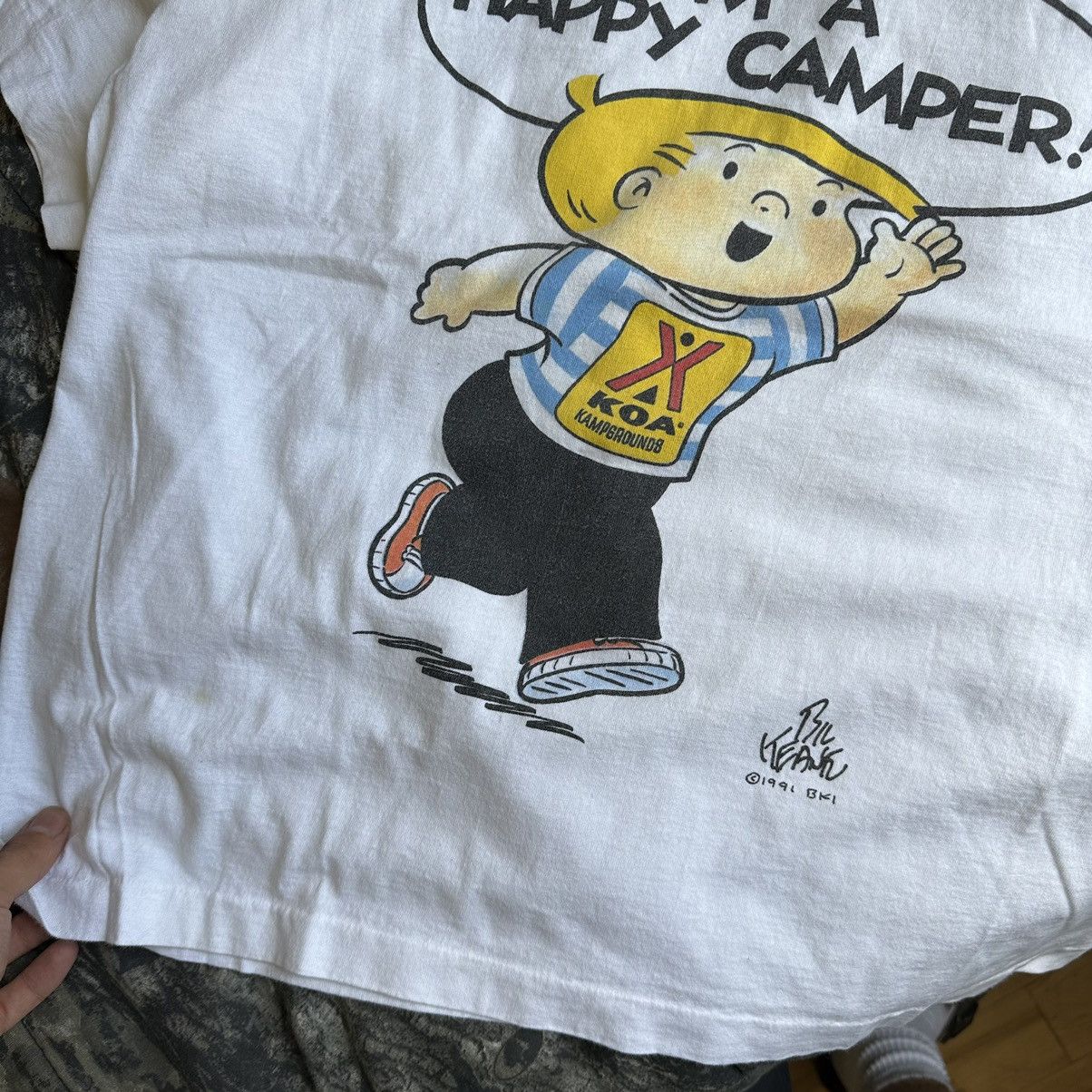 Vintage Vintage 90s Im a Happy Camper KOA Kid Bill Keane Shirt Size US XL / EU 56 / 4 - 4 Thumbnail