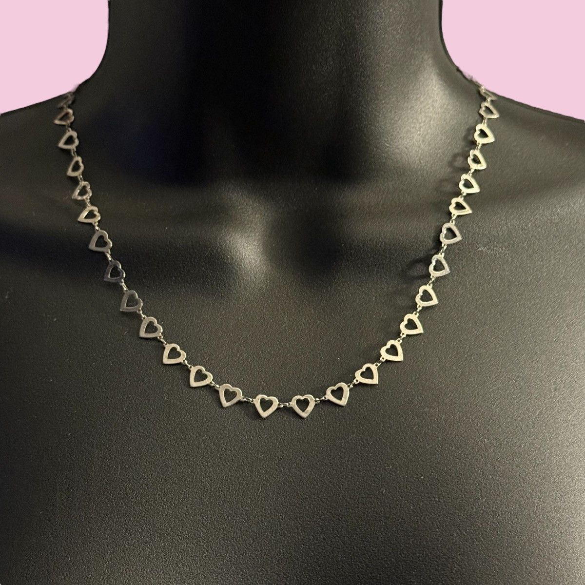 Vintage Vintage silver tone heart link necklace Size ONE SIZE - 1 Thumbnail