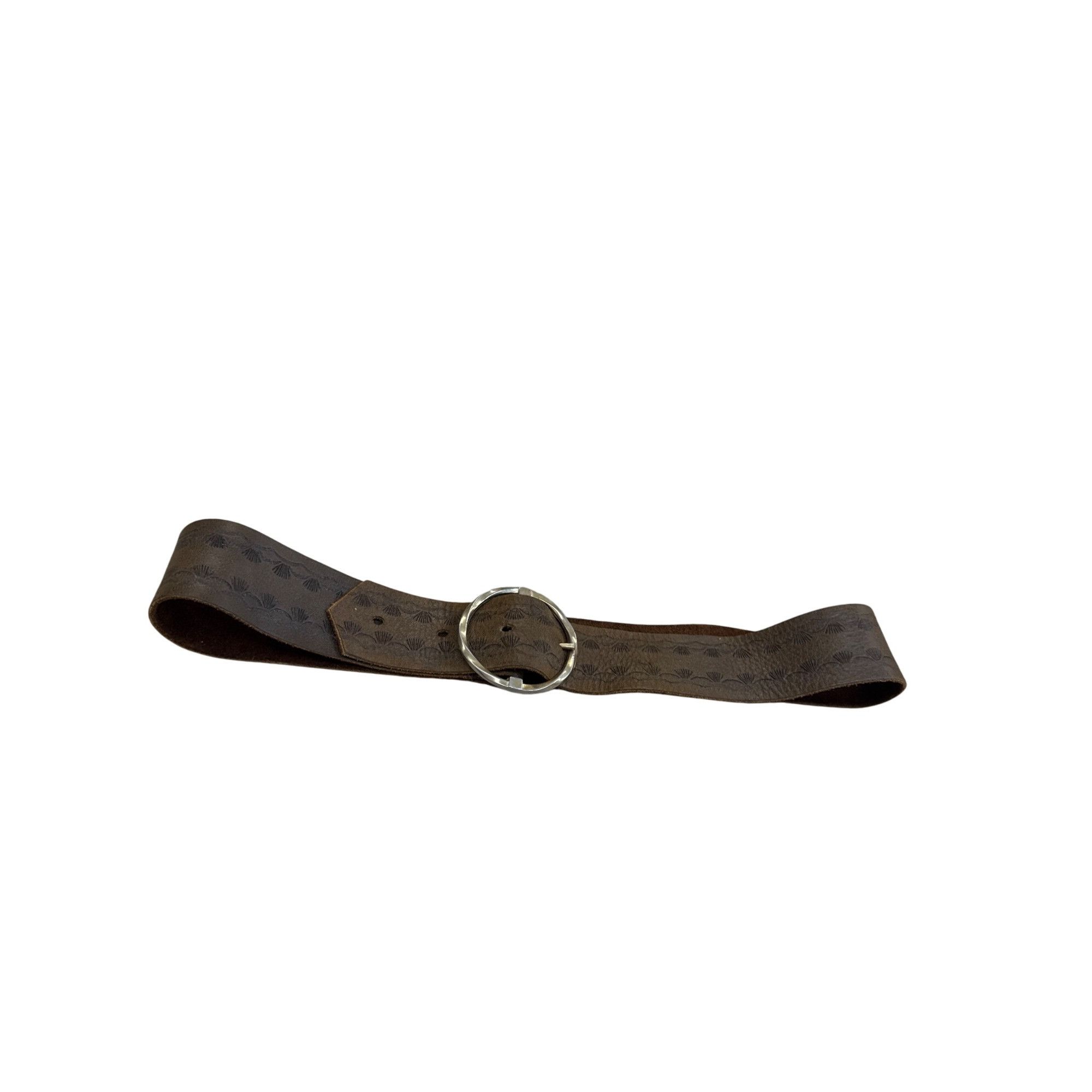 Vintage Vintage Womens Brown Leather Belt With Silver-Tone Circular Size ONE SIZE - 8 Thumbnail