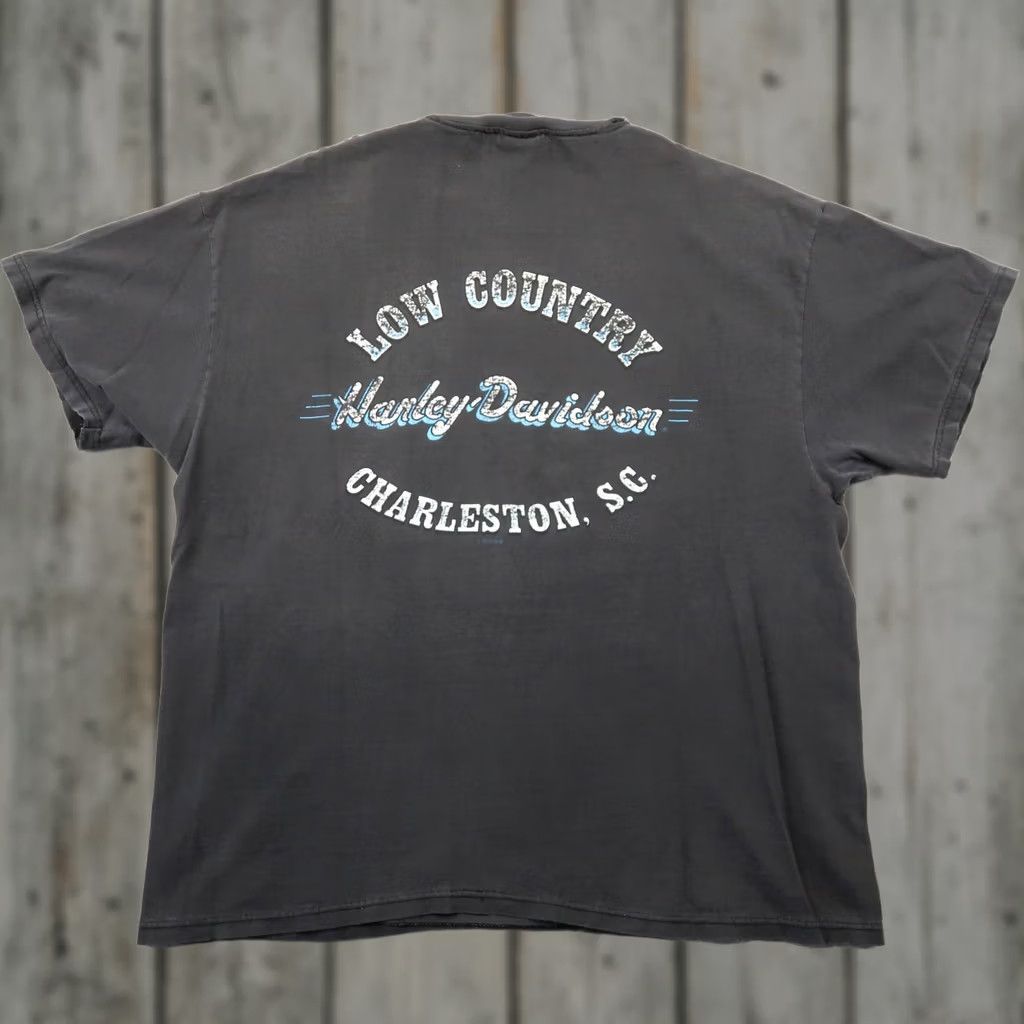 Harley Davidson VINTAGE Harley-Davidson Eagle XL Grunge T Shirt Short Sleeve Fade Black Men's XL Graphic Print 2000s USA Biker Rock Retro Yellow? Size US XL / EU 56 / 4 - 1 Thumbnail