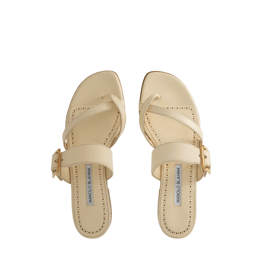 Manolo Blahnik o1h1sh11225 Thalusa Flat Sandals in Light Beige Size US 6.5 / IT 36.5 - 3 Thumbnail