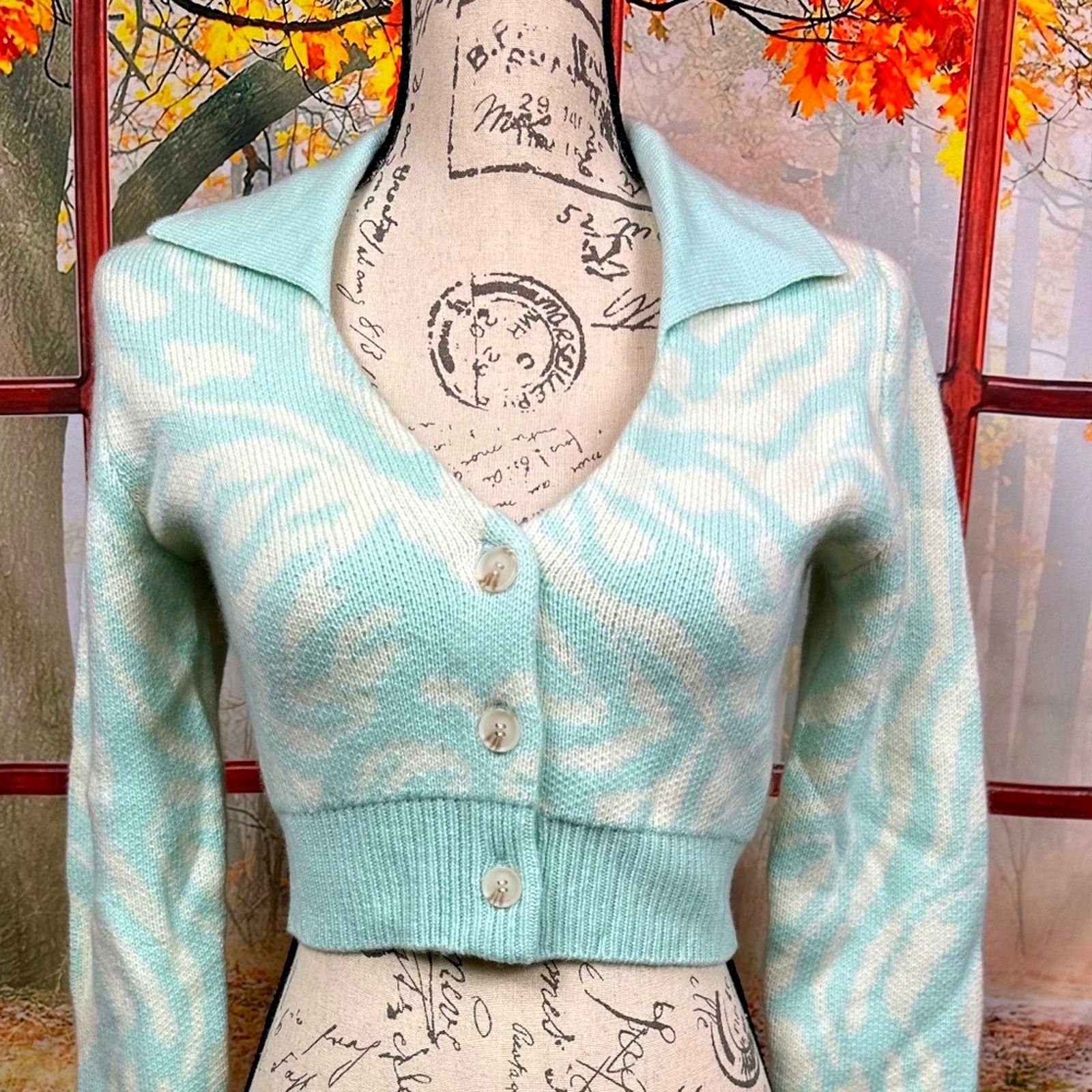 NAADAM Naadam Cashmino Marled Collared Cardigan Blue/White S Size S / US 4 / IT 40 - 7 Thumbnail