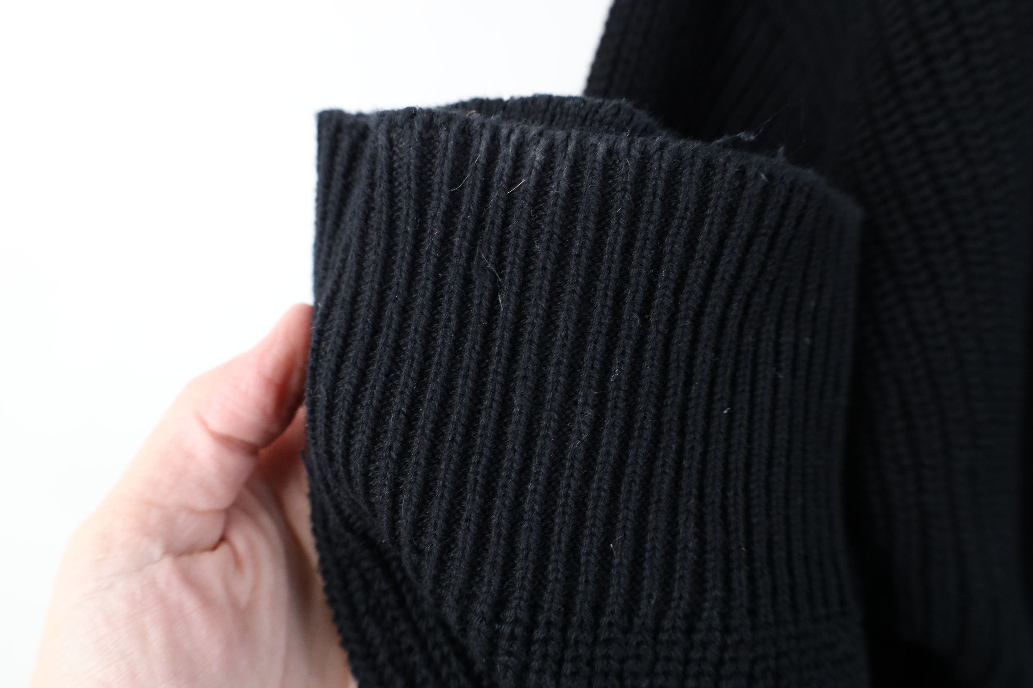 Vintage Hudson Jeans Blank Chunky Ribbed Knit Cardigan Sweater Black Size L / US 10 / IT 46 - 5 Thumbnail
