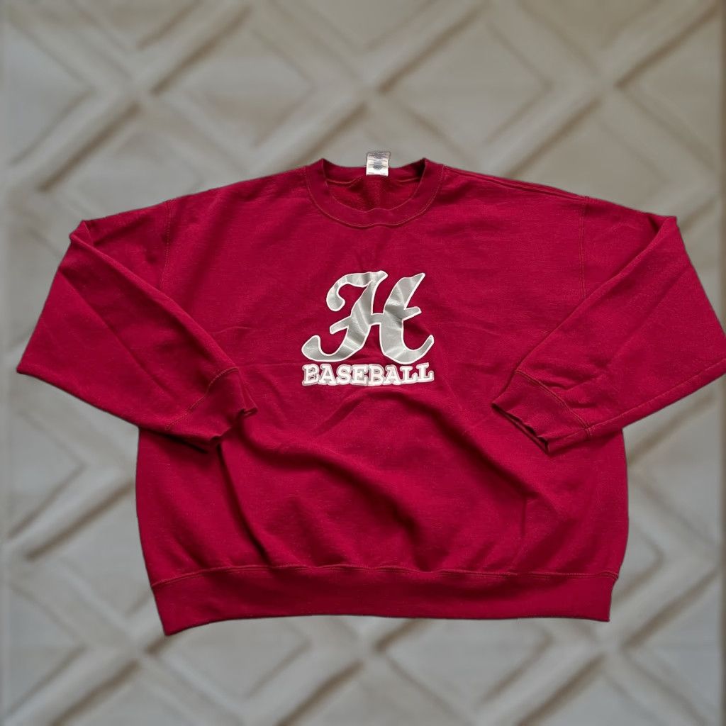Gildan Gildan Heavy Cotton Pullover Sweatshirt Mens XL Red Logo Knit Fleece Solid Long Sleeve Crew Neck All Seasons Classic Baseball Outdoor Size US XL / EU 56 / 4 - 1 Thumbnail