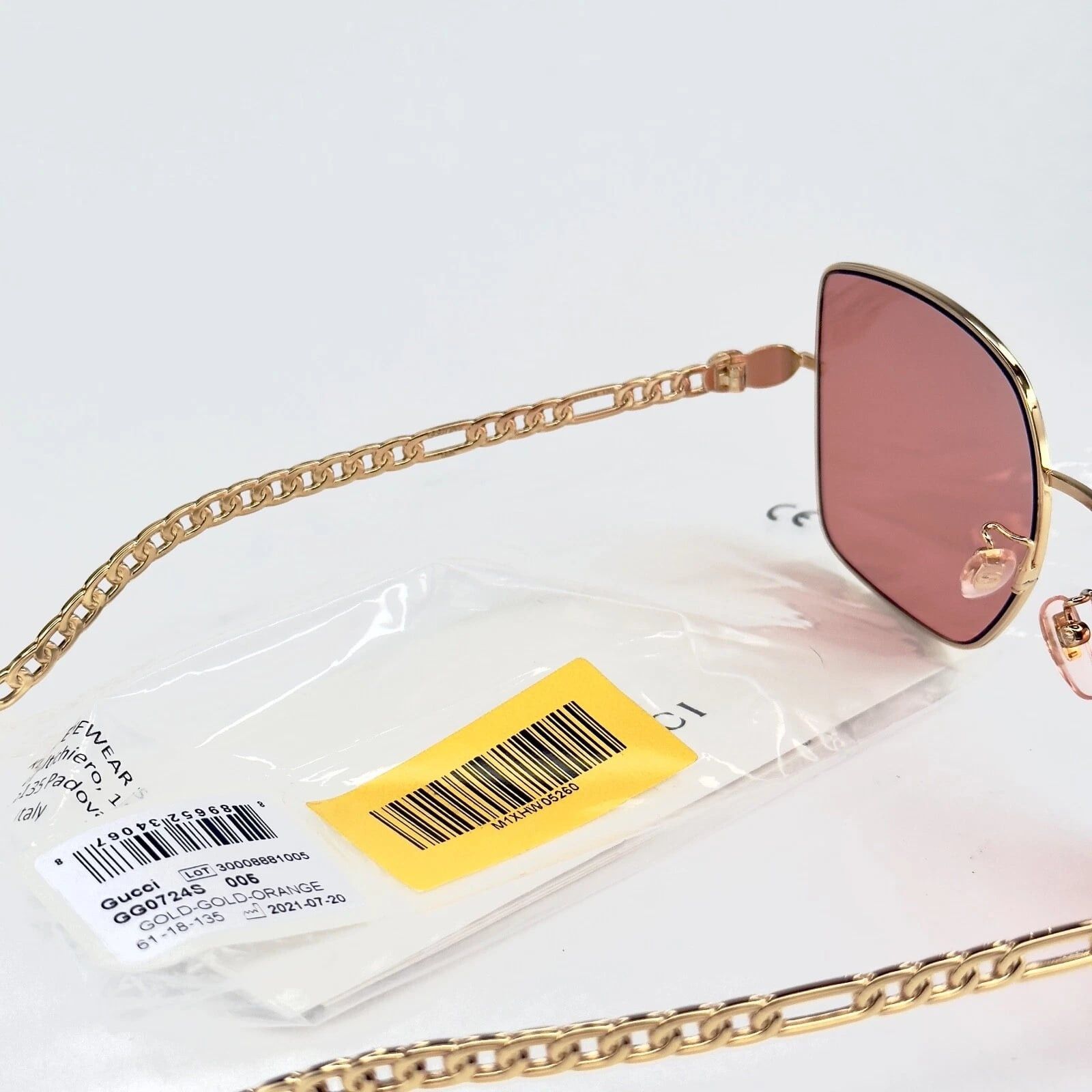 Gucci GUCCI GG0724S CHAIN 0724 Gold Orange Sunglasses 005 Size ONE SIZE - 3 Thumbnail