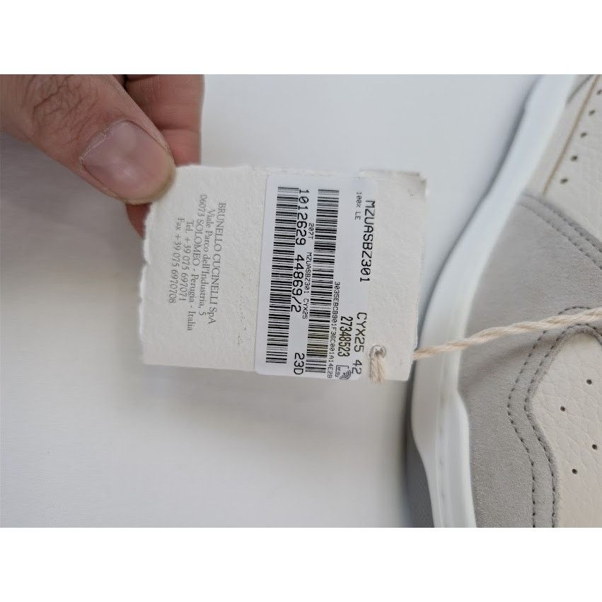 Brunello Cucinelli o1rshd1 Leather Low-Top Sneakers in White / Grey / Cream Size US 9 / EU 42 - 20 Thumbnail