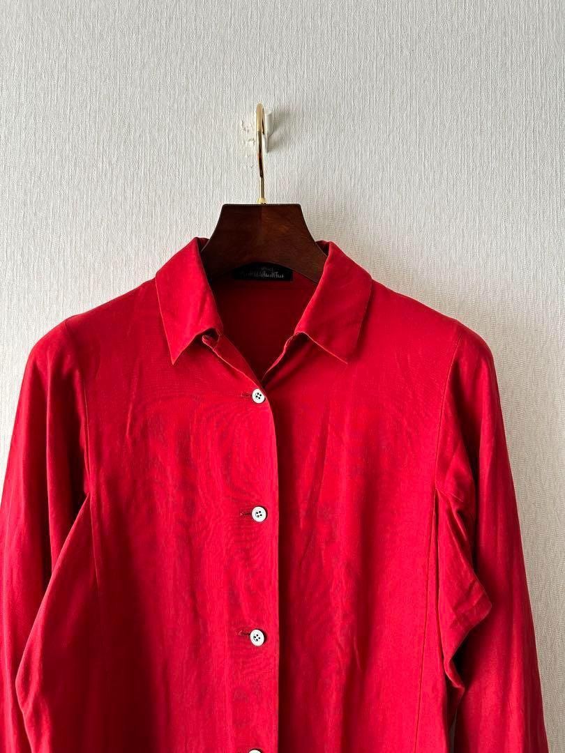 Issey Miyake ISSEY MIYAKE 1997AW Red Long Sleeve Shirt Size US M / EU 48-50 / 2 - 2 Thumbnail