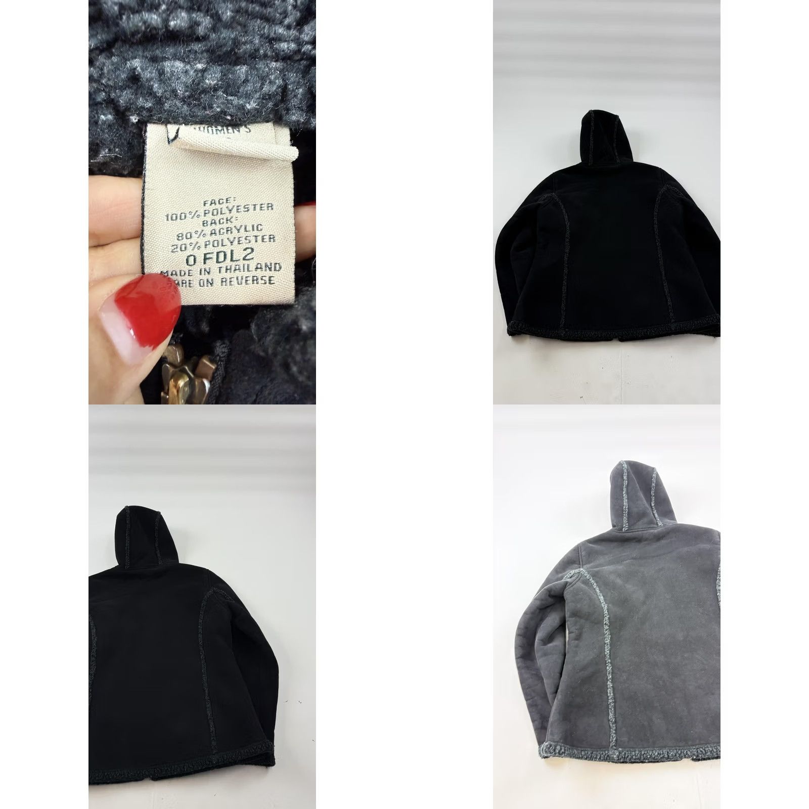 Vintage L.L.Bean Jacket Womens Medium Black Hooded Sherpa Lined Full Zip Fleece Warm Size M / US 6-8 / IT 42-44 - 8 Thumbnail
