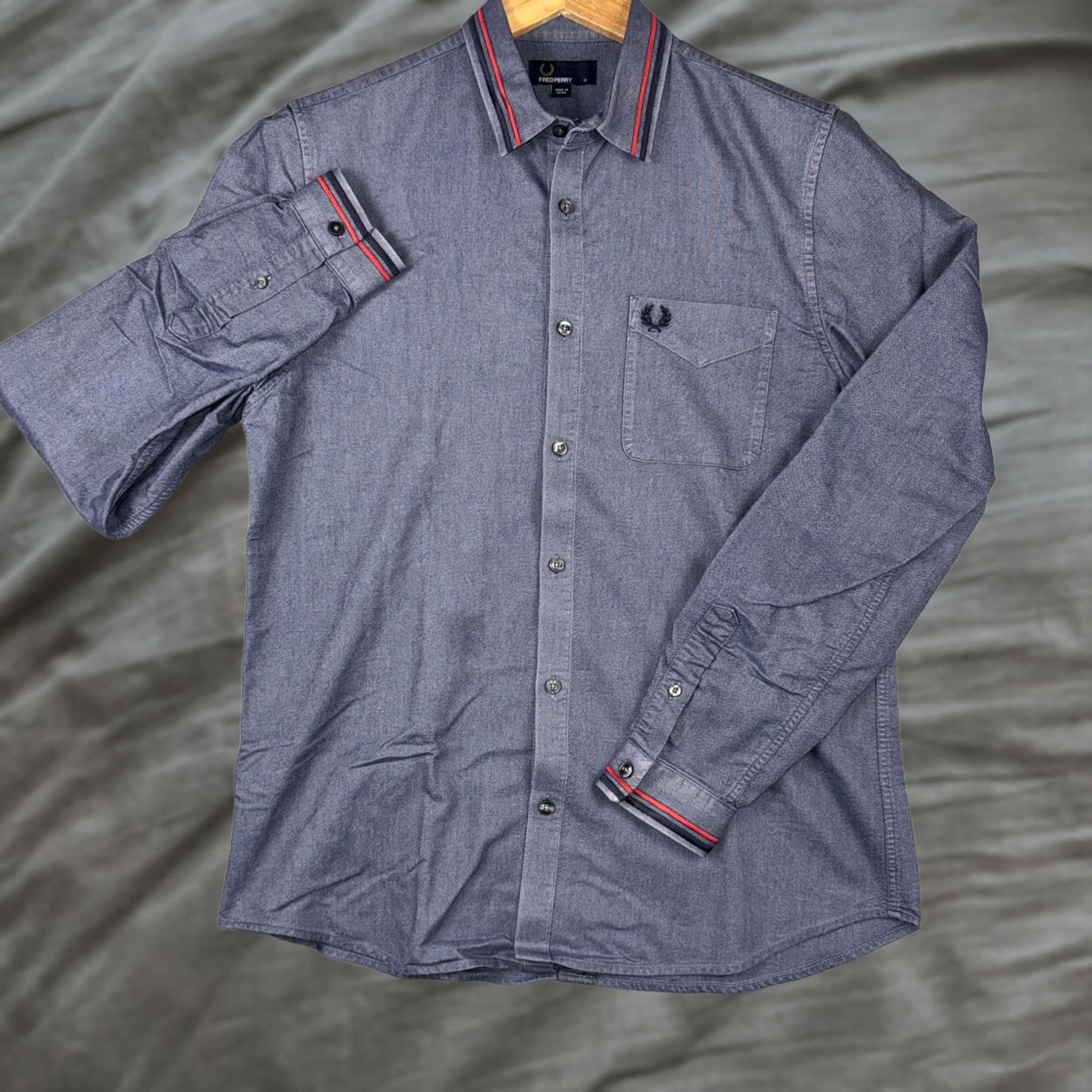 Fred Perry Fred Perry Shirt Mens M Blue Chambray Long Sleeve Button Front Casual Size US M / EU 48-50 / 2 - 1 Thumbnail