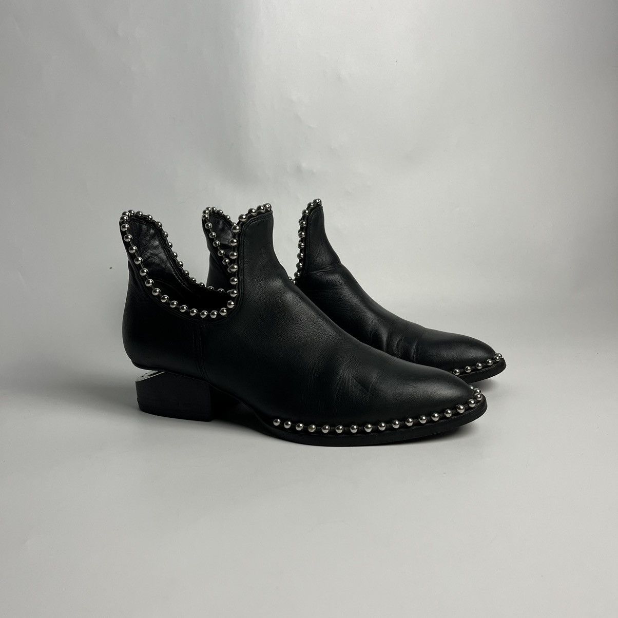 Alexander Wang Alexander Wang Studded Kori Cutout Heel Leather Ankle Boots Size US 8 / IT 38 - 1 Thumbnail