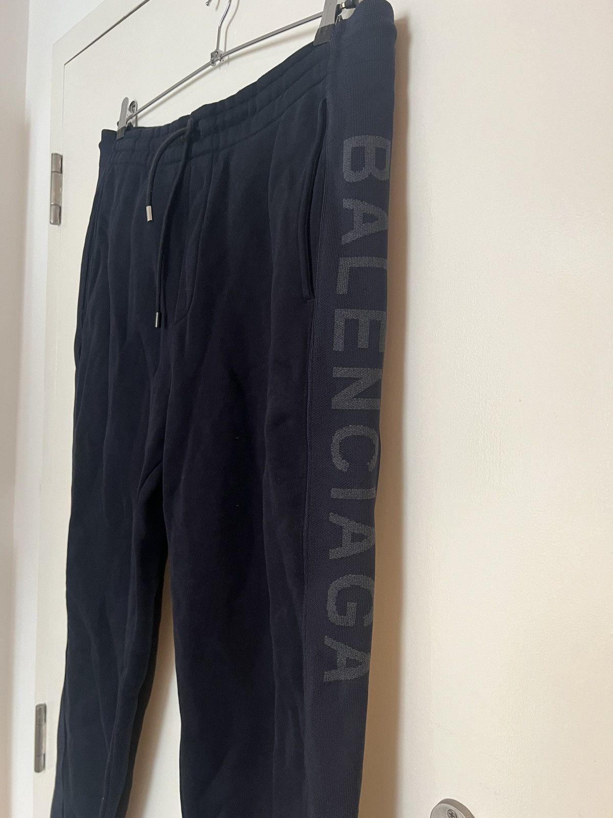 Balenciaga Balenciaga Spellout Side Adjustable Waist Jogger Navy L Size US 39 - 3 Thumbnail