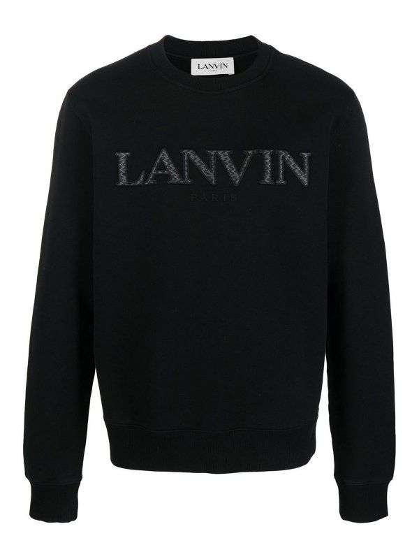 Lanvin oc11z0426 Logo Embroidered Sweatshirt in Black Size US L / EU 52-54 / 3 - 1 Thumbnail
