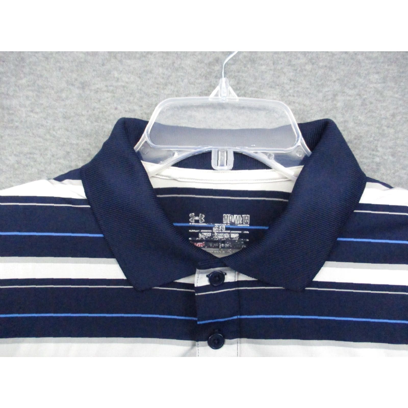 Under Armour Under Armour Shirt Medium Men Polo Heat Gear Loose Golf Short Sleeve Striped Blue logo Breathable Golf Size US M / EU 48-50 / 2 - 3 Thumbnail