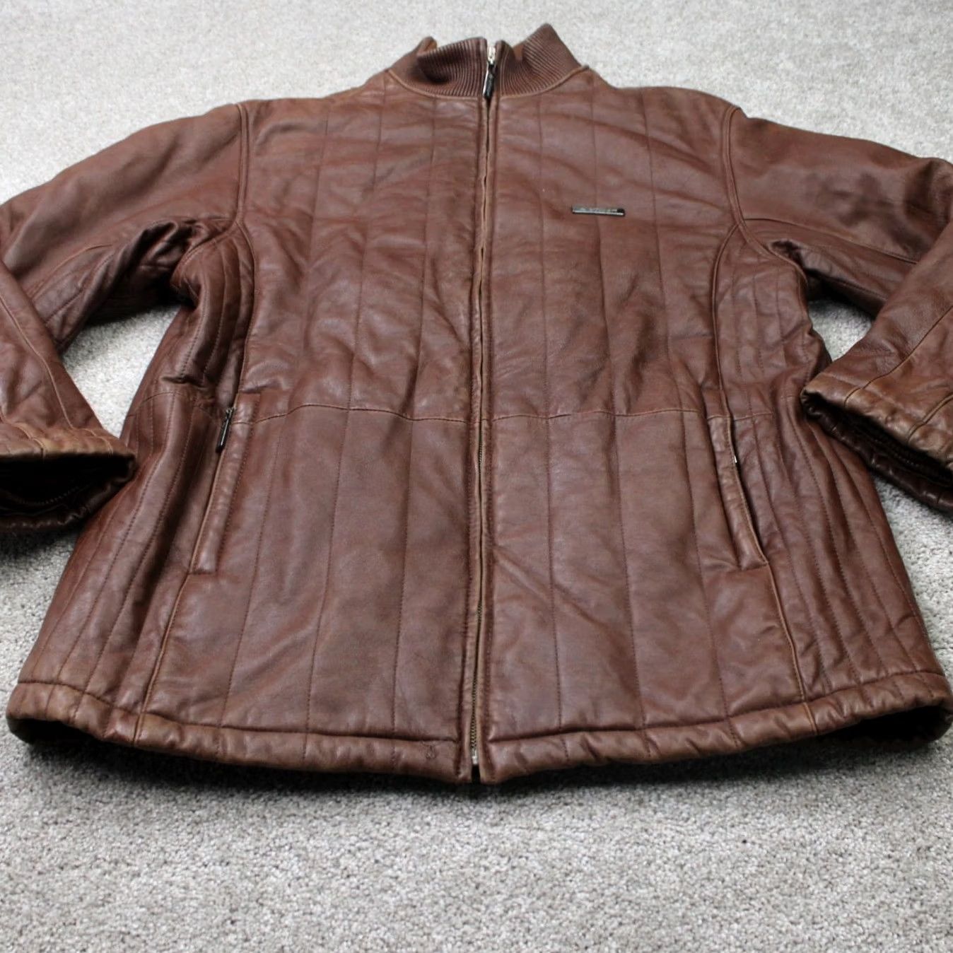 Vintage Al Wissam Leather Jacket Mens 50 Brown Full Zip Lined Pockets Coat Jacket Size US M / EU 48-50 / 2 - 2 Thumbnail